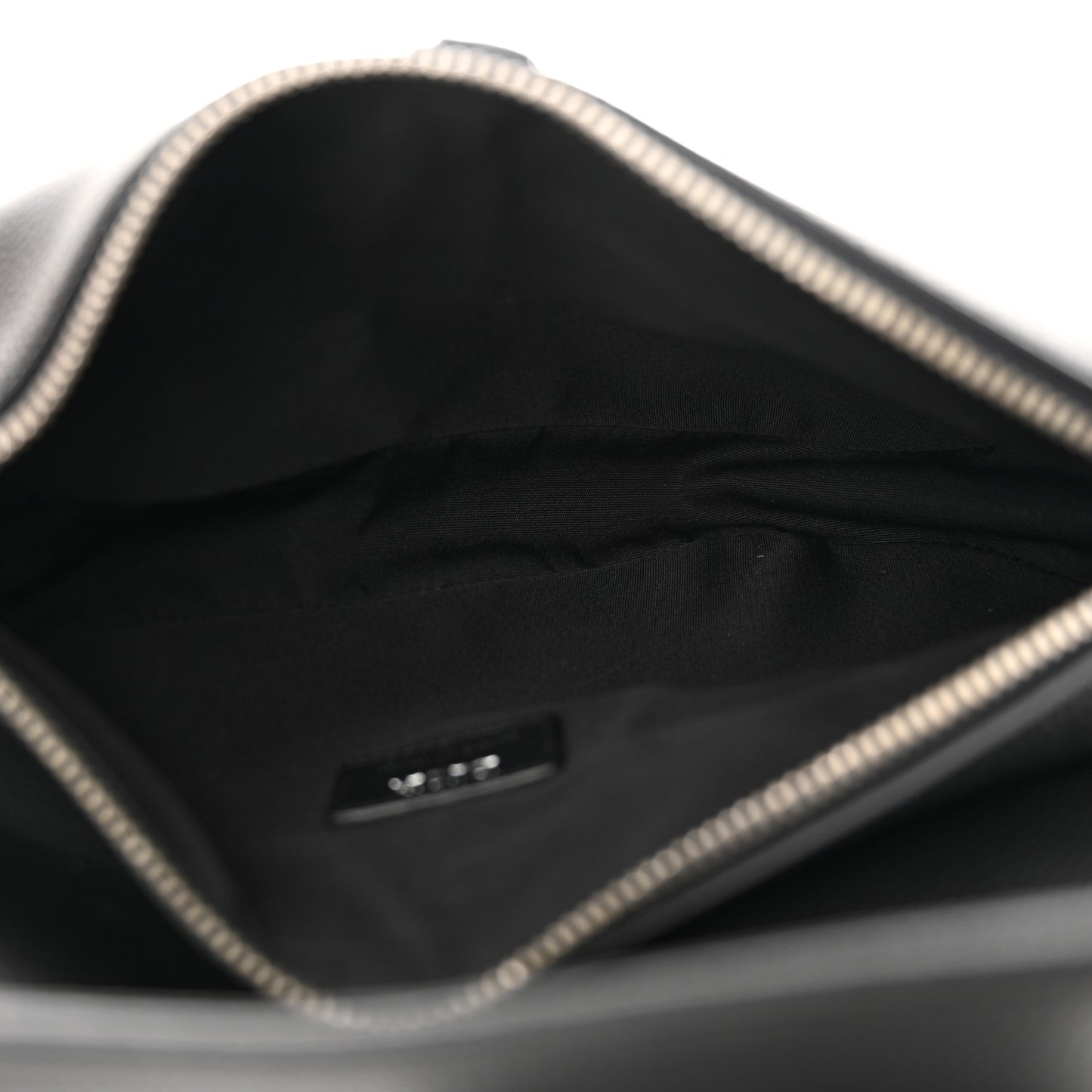 Grained Calfskin Mens Mini Saddle Bag Black