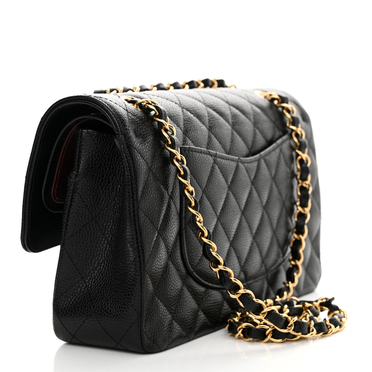 Caviar Quilted Medium Double Flap Black