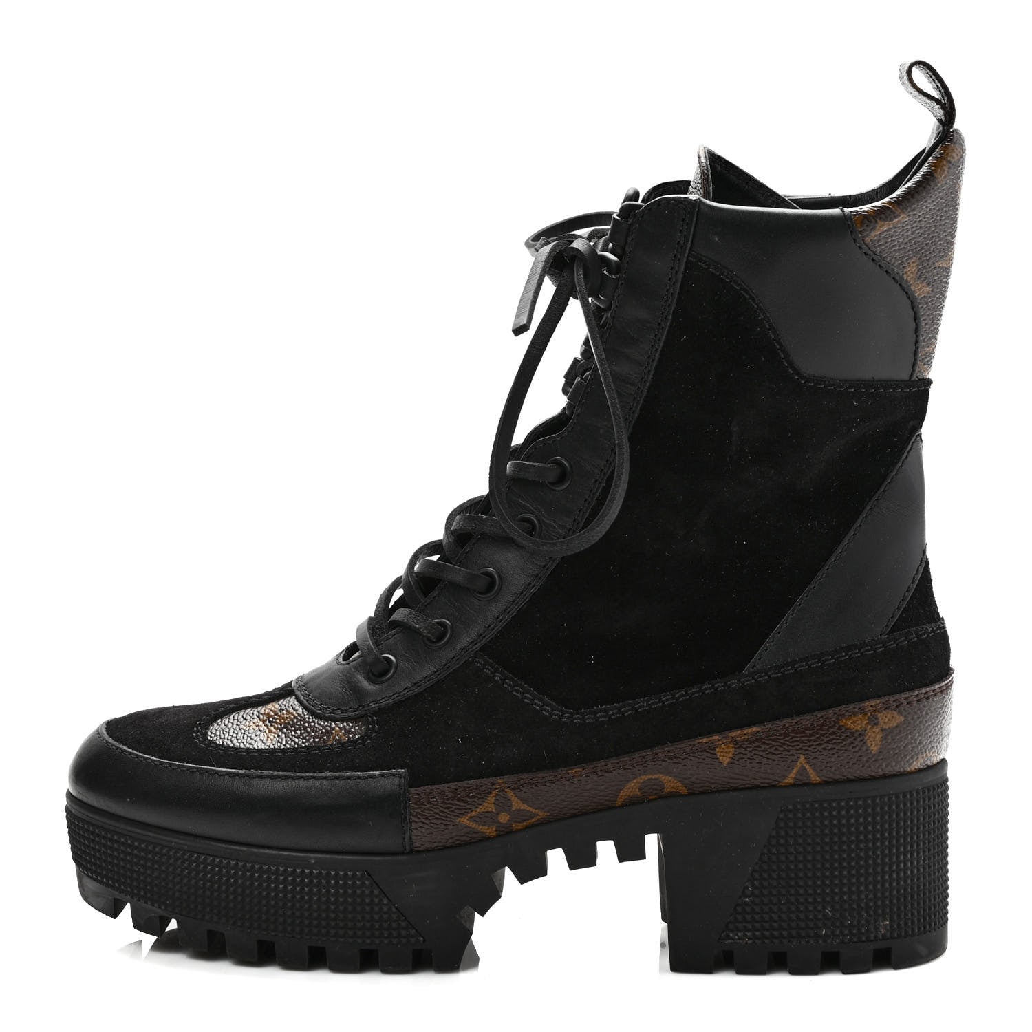 Louis Vuitton Suede Calfskin Monogram Laureate Platform Desert Boots 38 Black 1 of 10