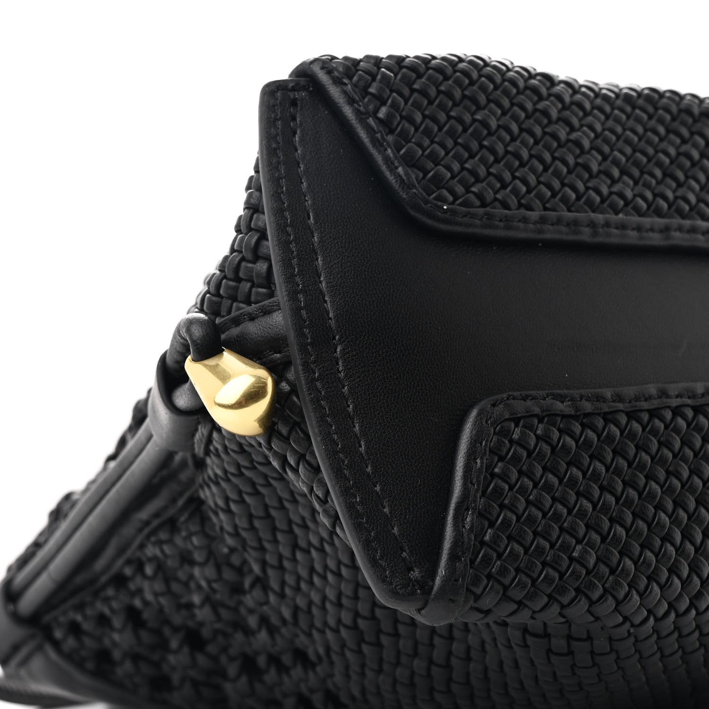 Verona Calfskin Macrame Petite Soft ID Shoulder Bag Black
