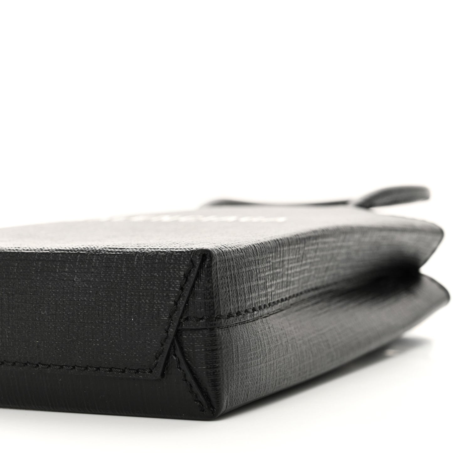 Squared Calfskin Logo Shopping Phone Holder Bag Black