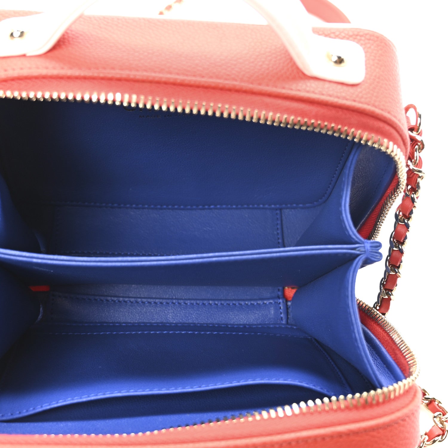 Chanel Caviar Quilted Small CC Filigree Vanity Case Blue White Red 5 of 11