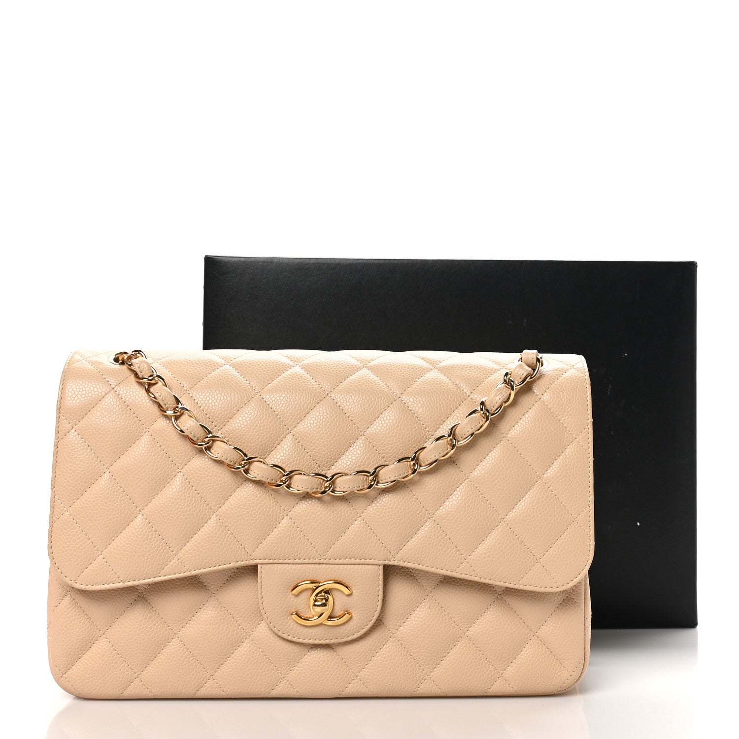 Chanel Caviar Quilted Jumbo Double Flap Beige Clair 11 of 11