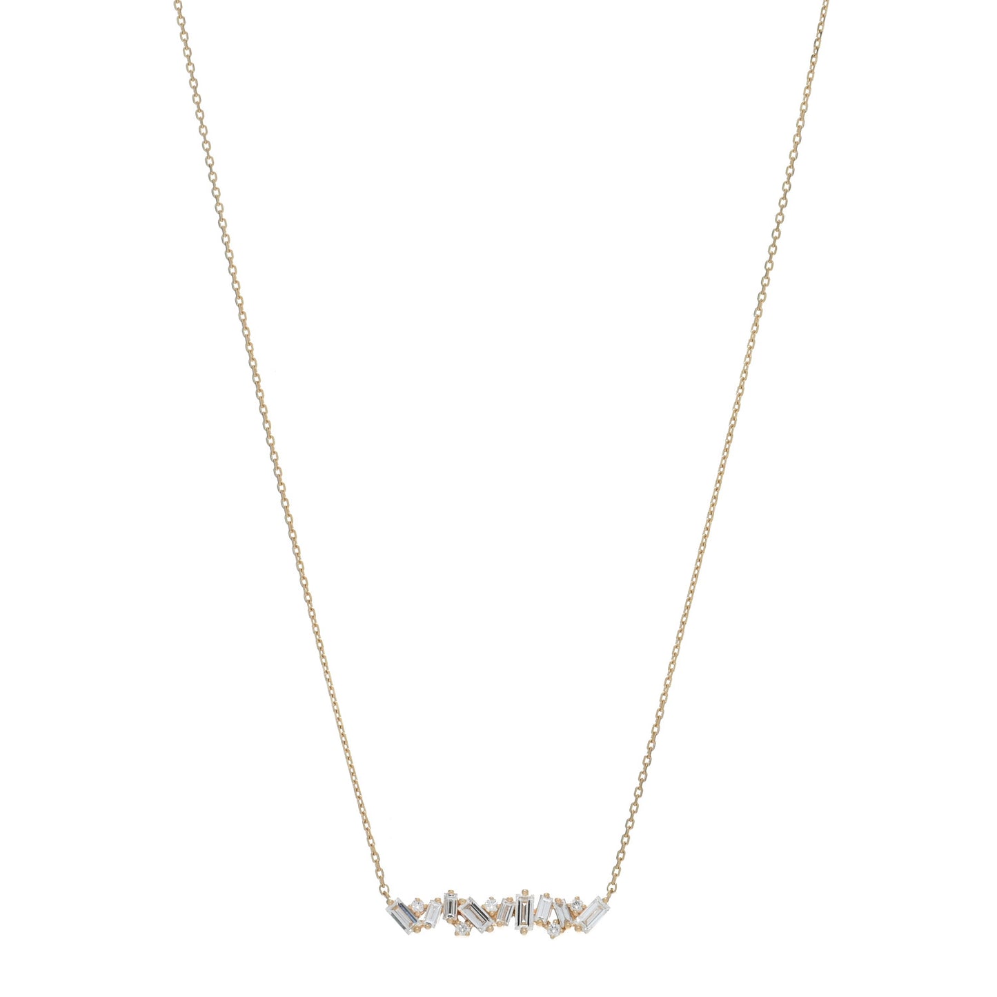 18K Yellow Gold Diamond Frenzy Bar Necklace