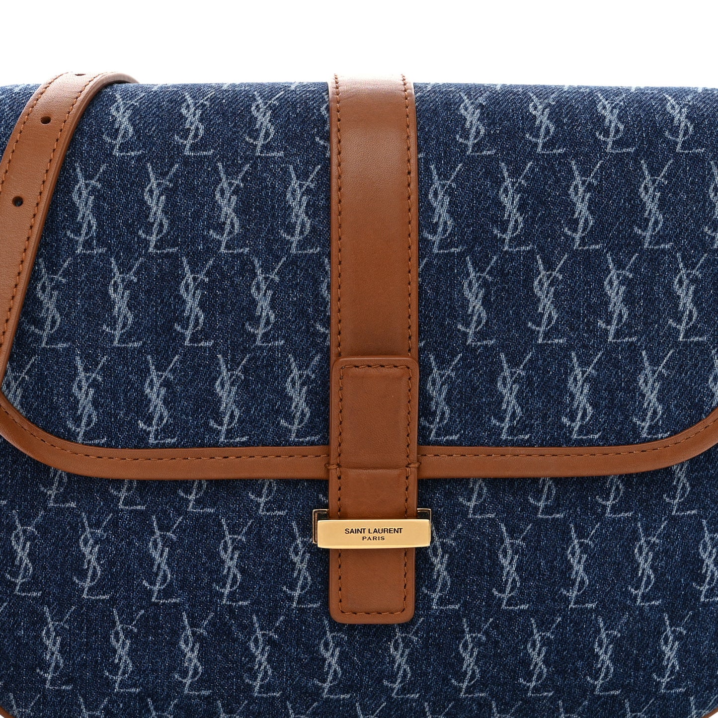 Denim All-Over Monogram Small Le Monogramme Satchel Navy Blue