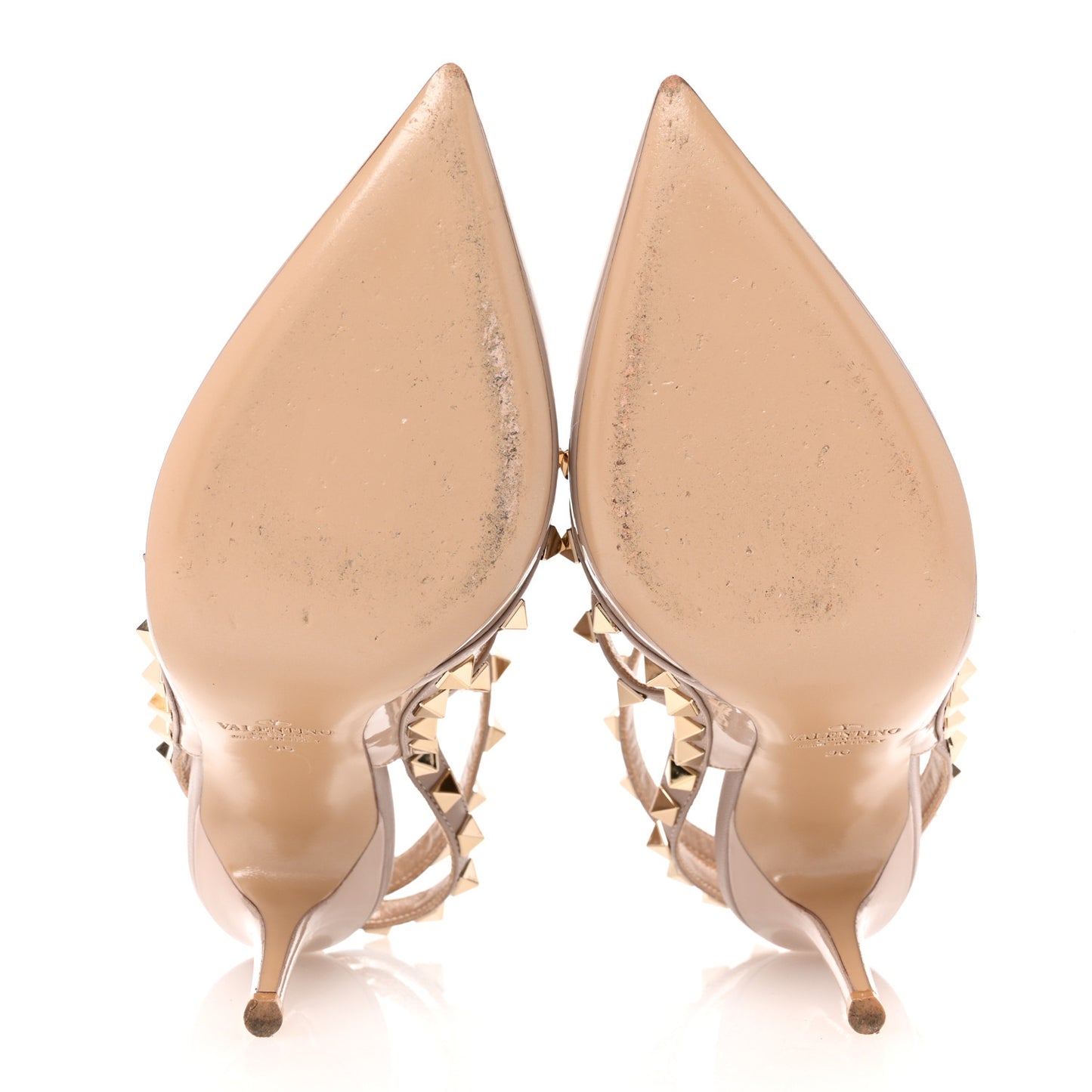 Patent Nappa Rockstud Ankle Strap 100mm Pumps 36 Poudre