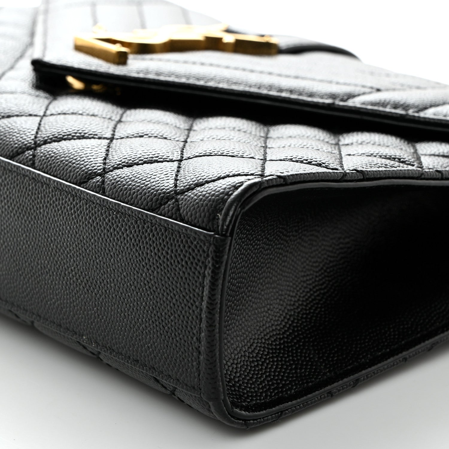 Saint Laurent Grain De Poudre Textured Mixed Matelasse Triquilt Medium Monogram Satchel Black 9 of 9