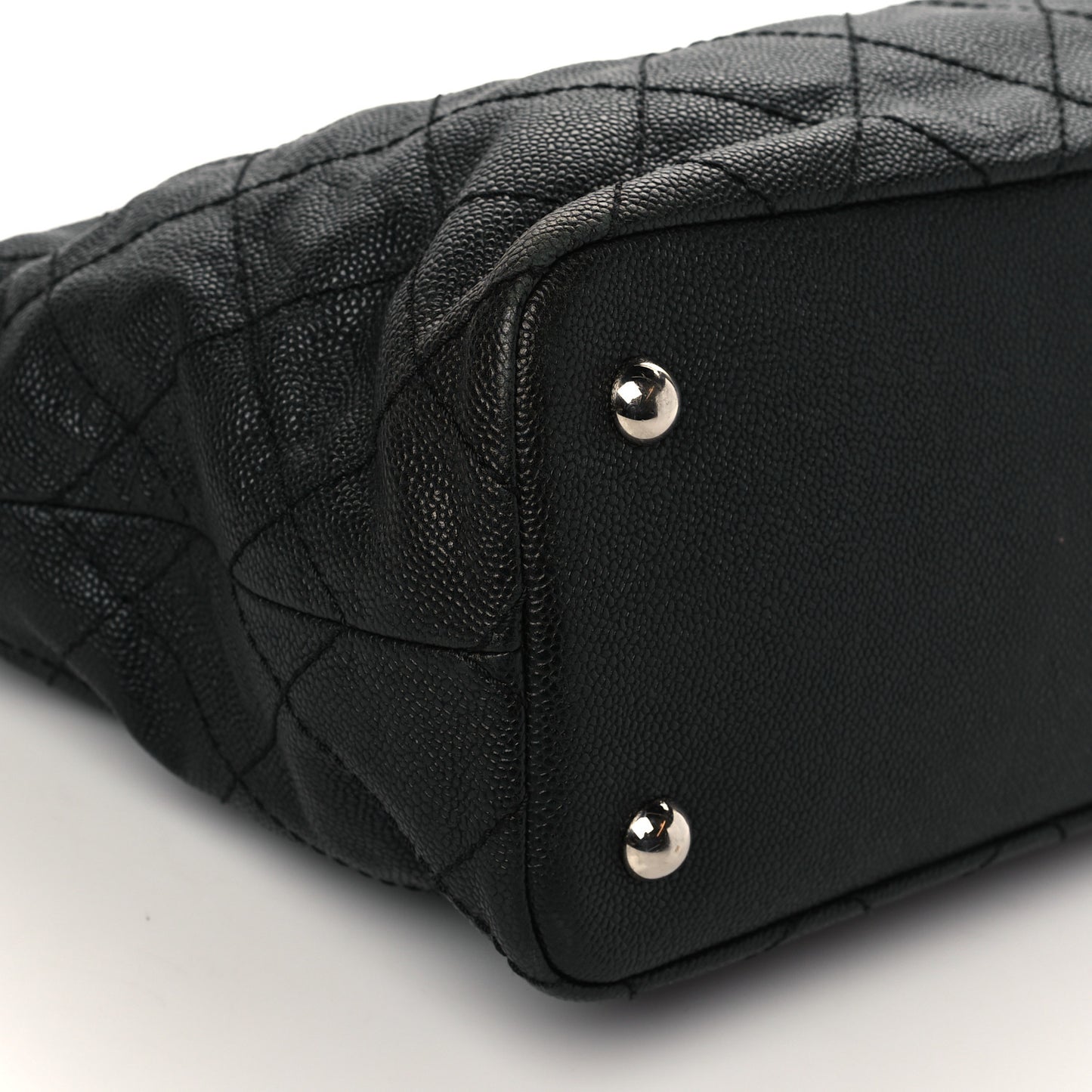 Grained Calfskin Quilted Small Daily Shopping Tote Black