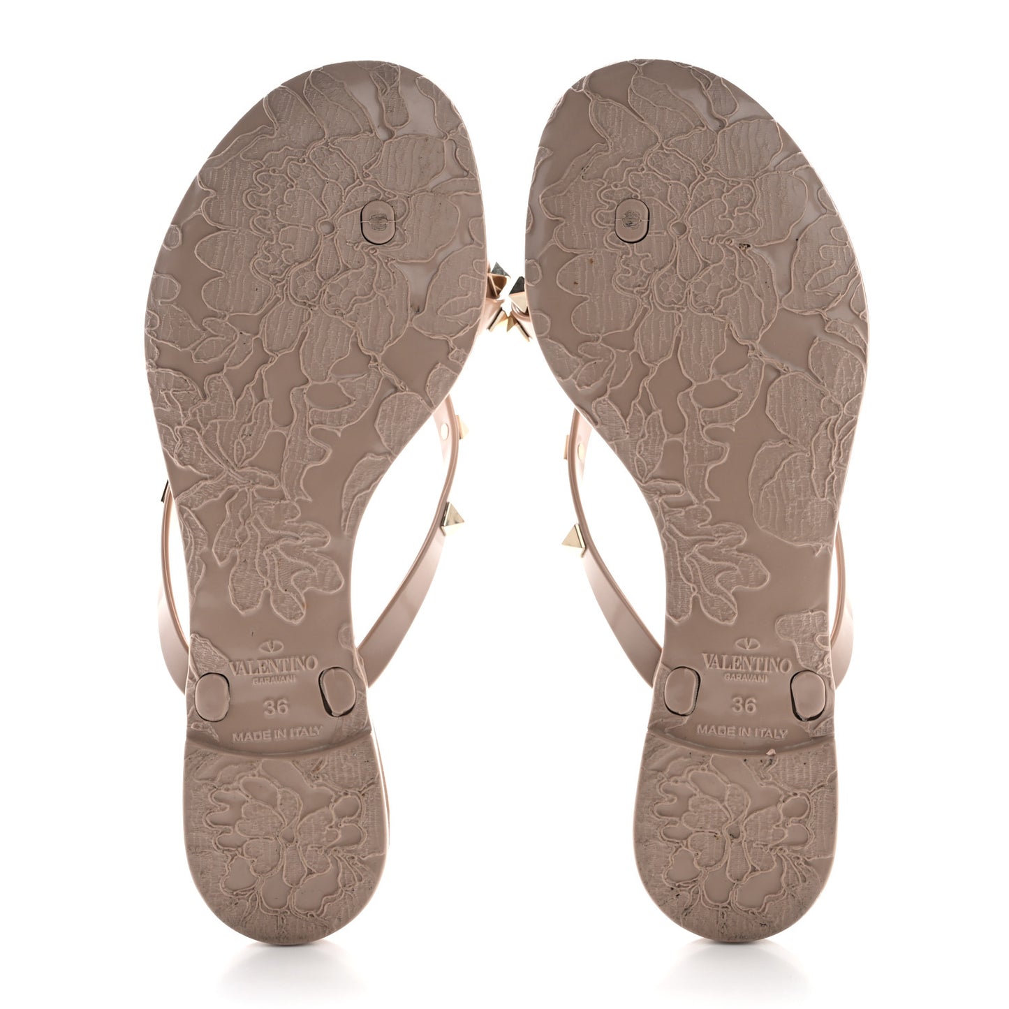 PVC Jelly Rockstud Bow Thong Sandals 36 Poudre