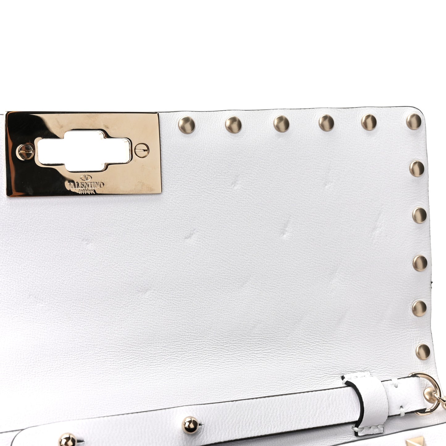 Nappa Rockstud Spike Wallet On Chain Optic White