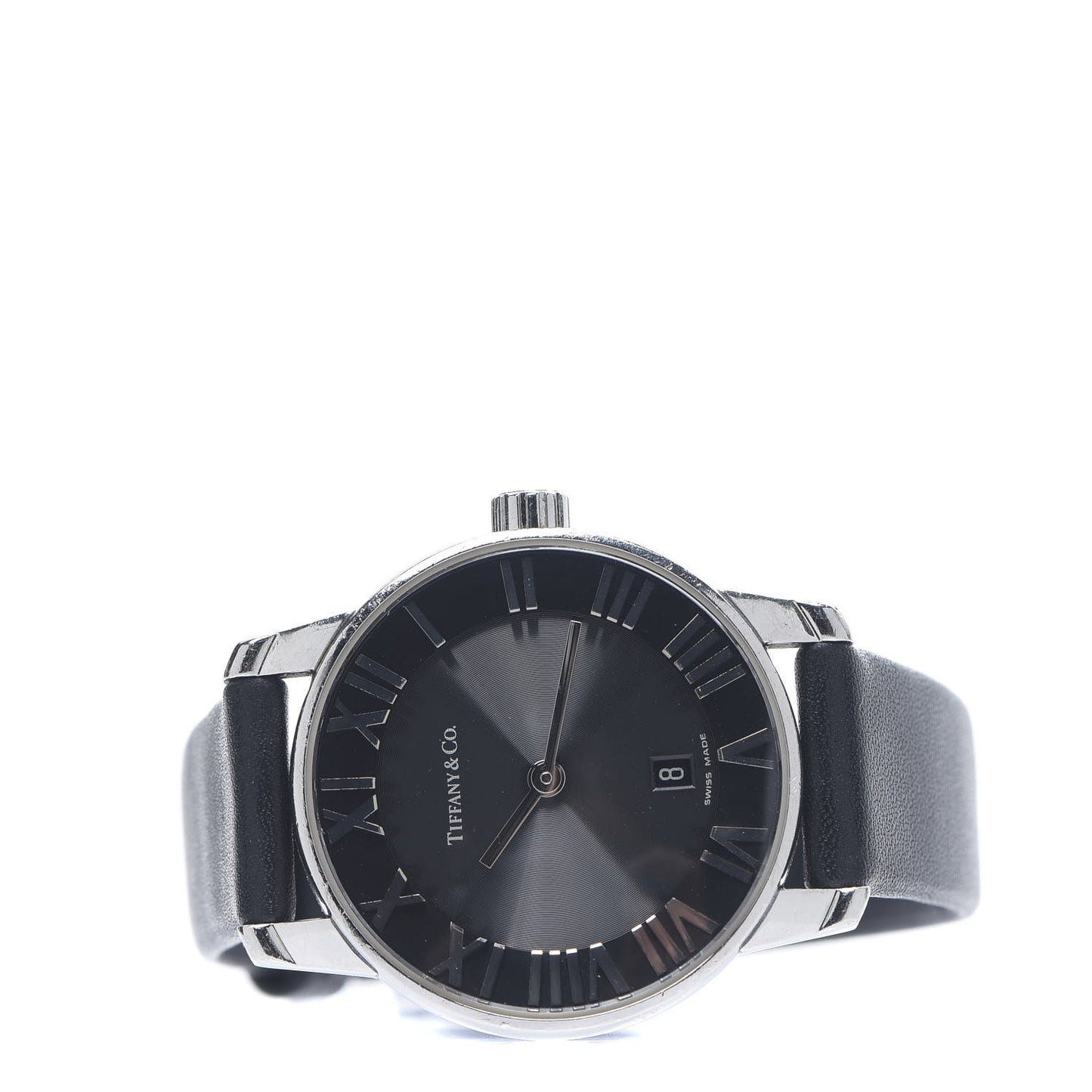 Stainless Steel Calfskin 29mm Atlas 2-Hand Quartz Watch Black