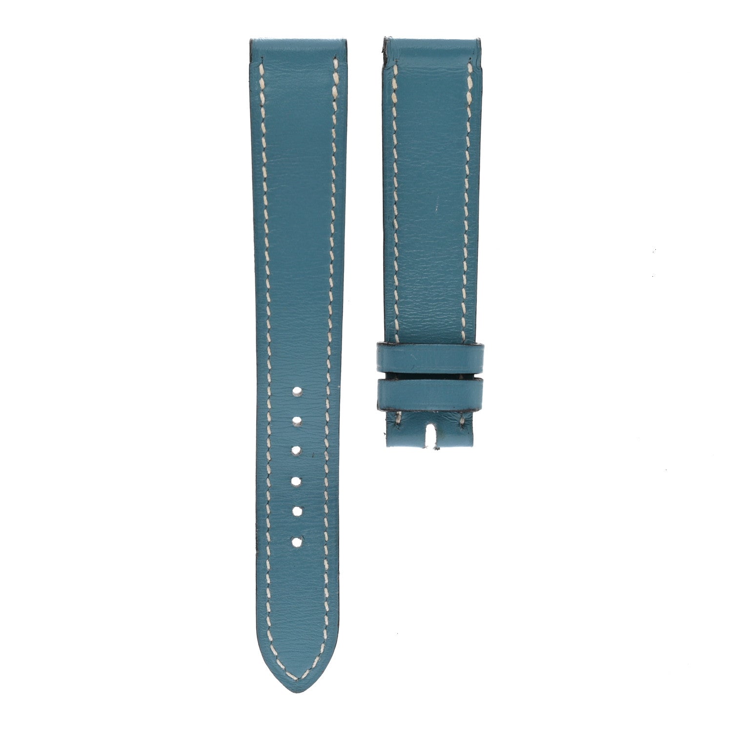 Hermes Chevre Mysore Heure H Hour Watch Strap Blue Jean 1723264