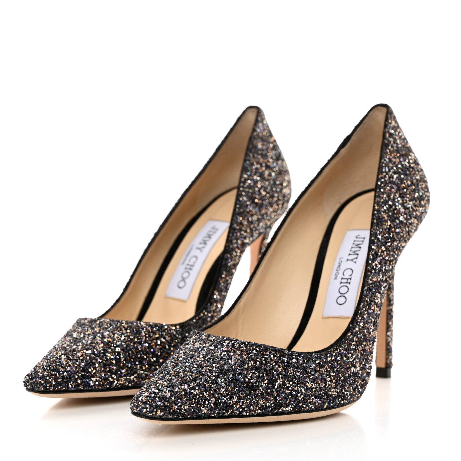 Jimmy Choo Coarse Glitter Degrade Pointy Toe Romy 100 Pumps 36 Black 3 of 7