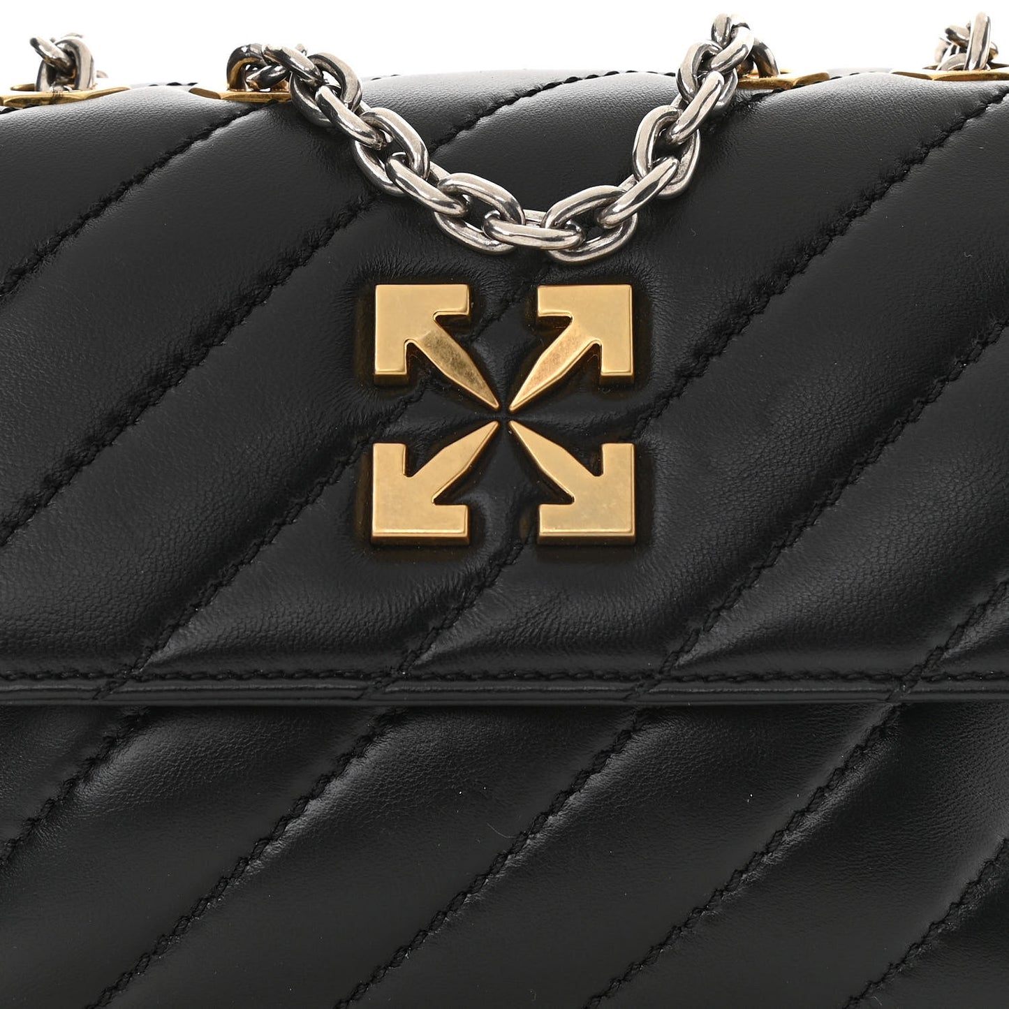 Calfskin Diagonal Quilted Jackhammer 19 Shoulder Bag Black