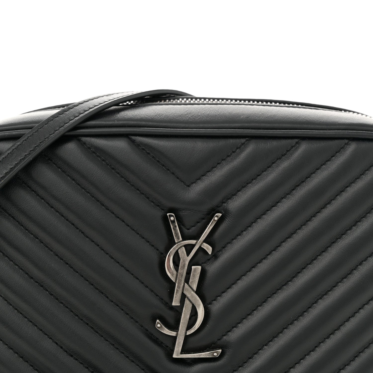 Saint Laurent Calfskin Matelasse Monogram Lou Camera Bag Black 8 of 15
