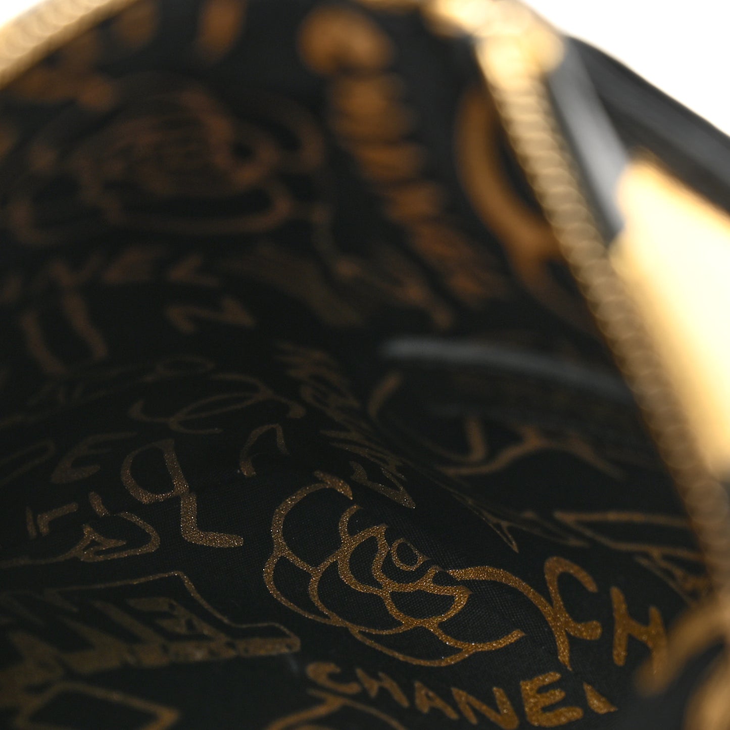 Metallic Lambskin CC Kheops Pyramid Bag Gold Black