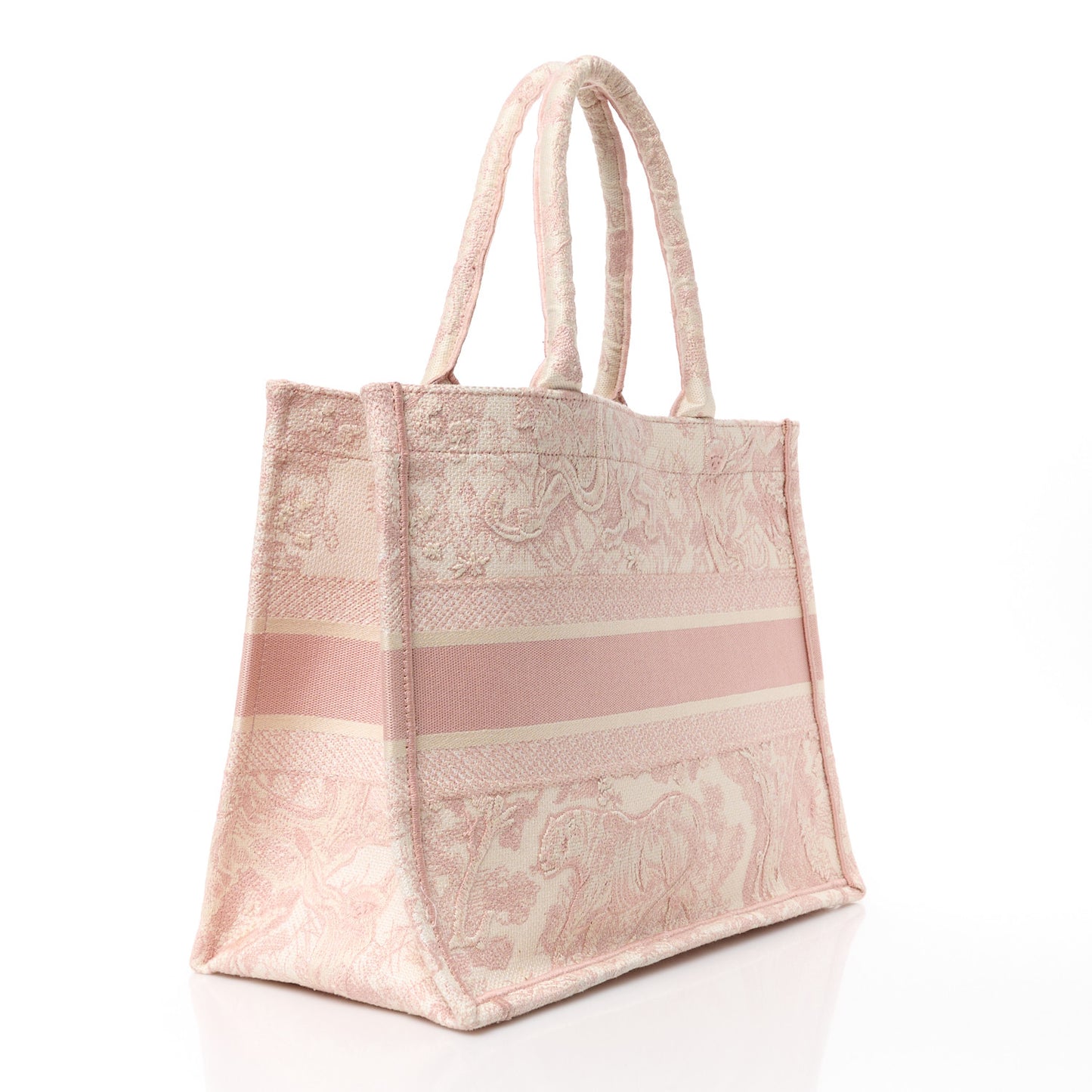 Canvas Embroidered Medium Dioriviera Toile De Jouy Book Tote Rose