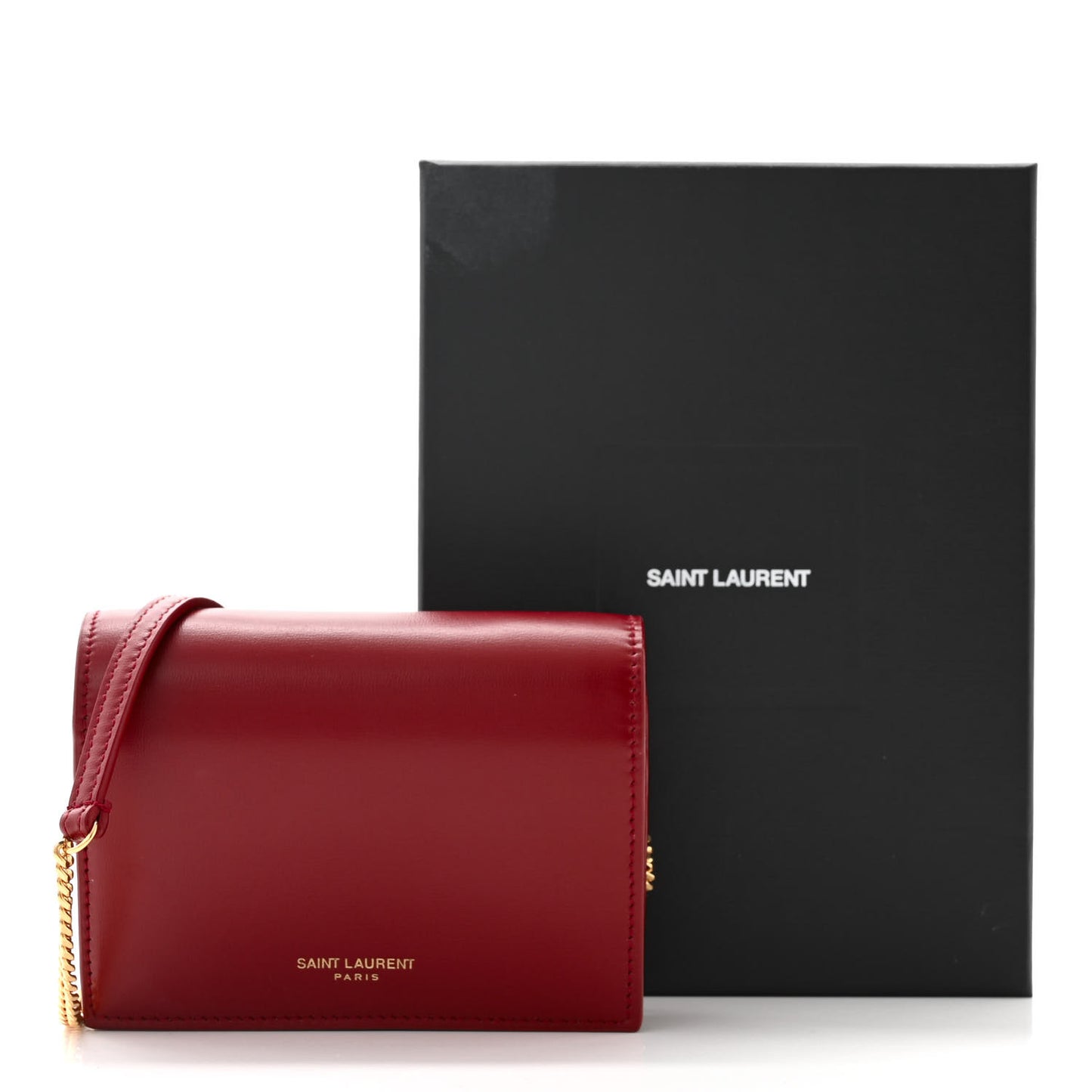 Calfskin Monogram Chain Card Case Opyum Red