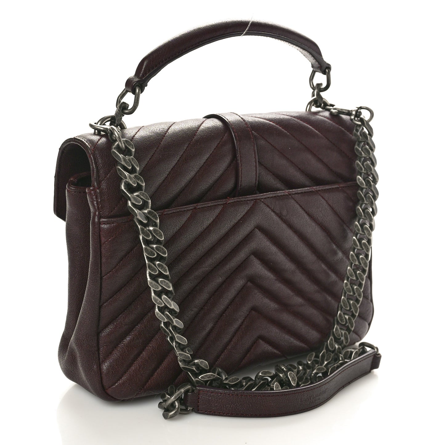 Sheepskin Matelasse Chevron Monogram Medium College Bag Rouge Legion