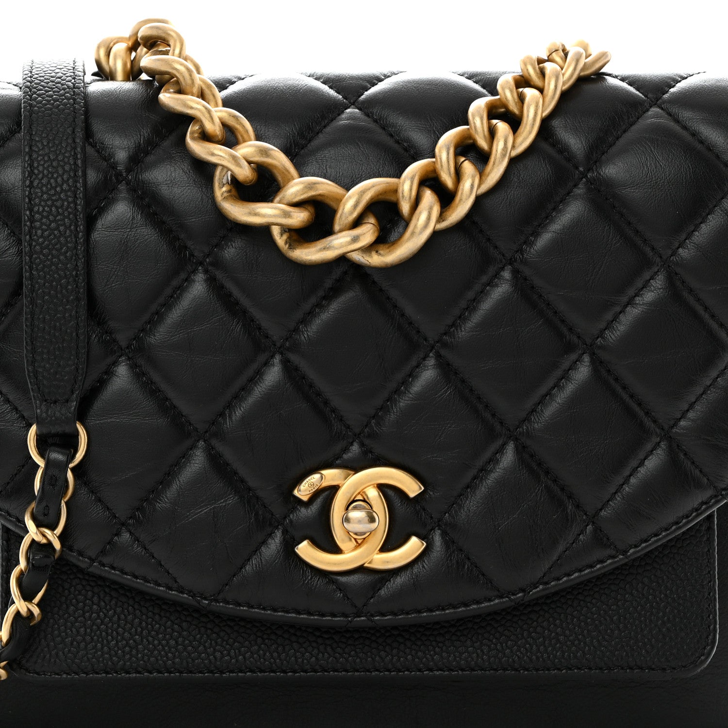 Chanel Calfskin Caviar Quilted Chain Handle Flap Black 8 of 10