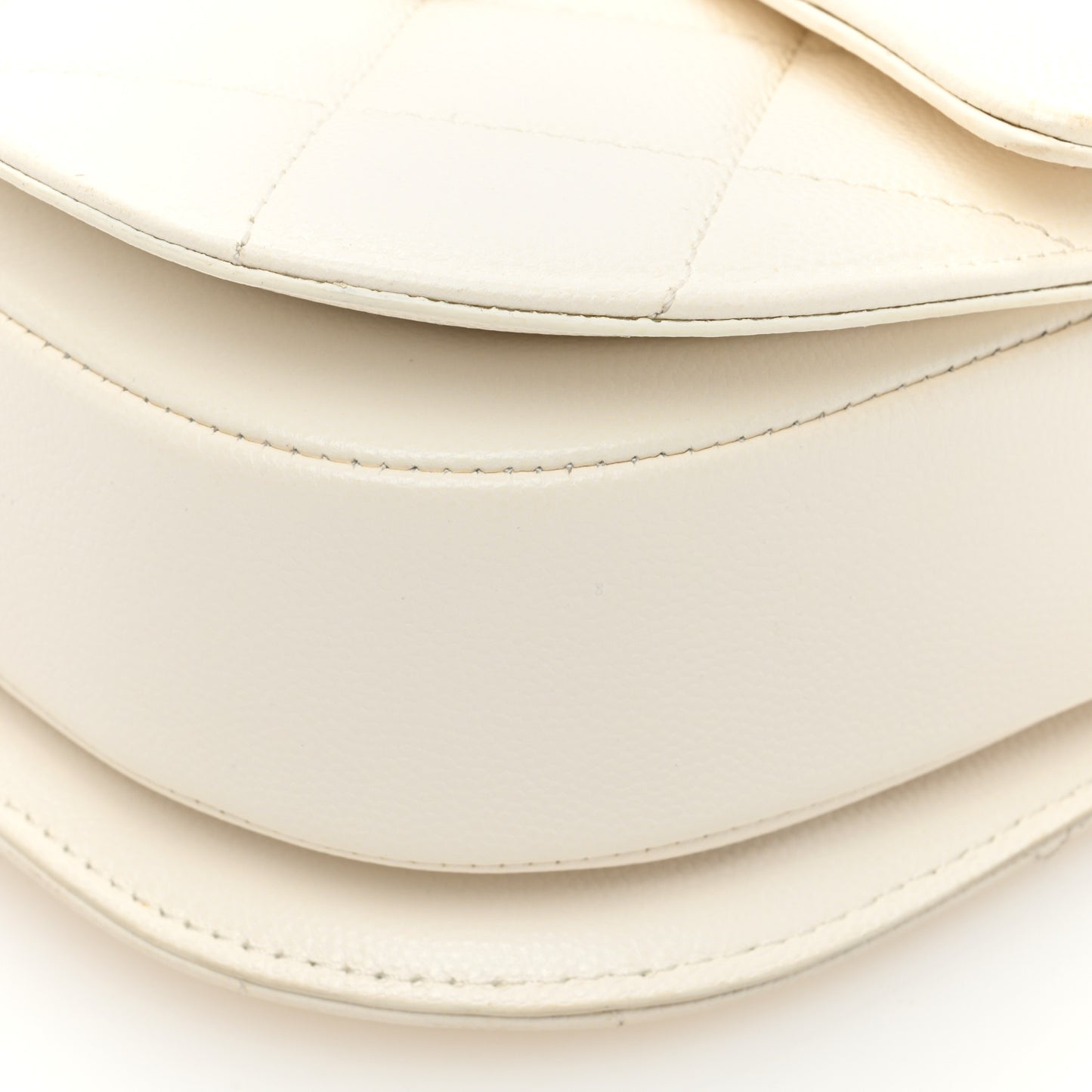 Calfskin Quilted Moon Messenger White