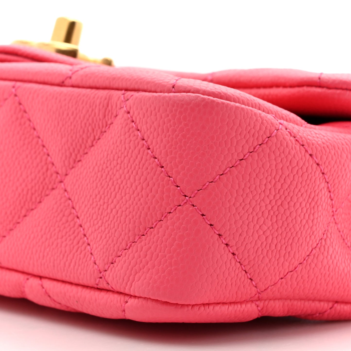 Caviar Quilted Sweetheart Mini Rectangular Flap Dark Pink