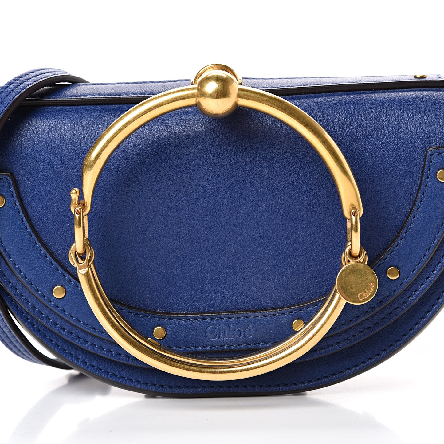 Calfskin Small Nile Bracelet Minaudiere Bag Majesty Blue