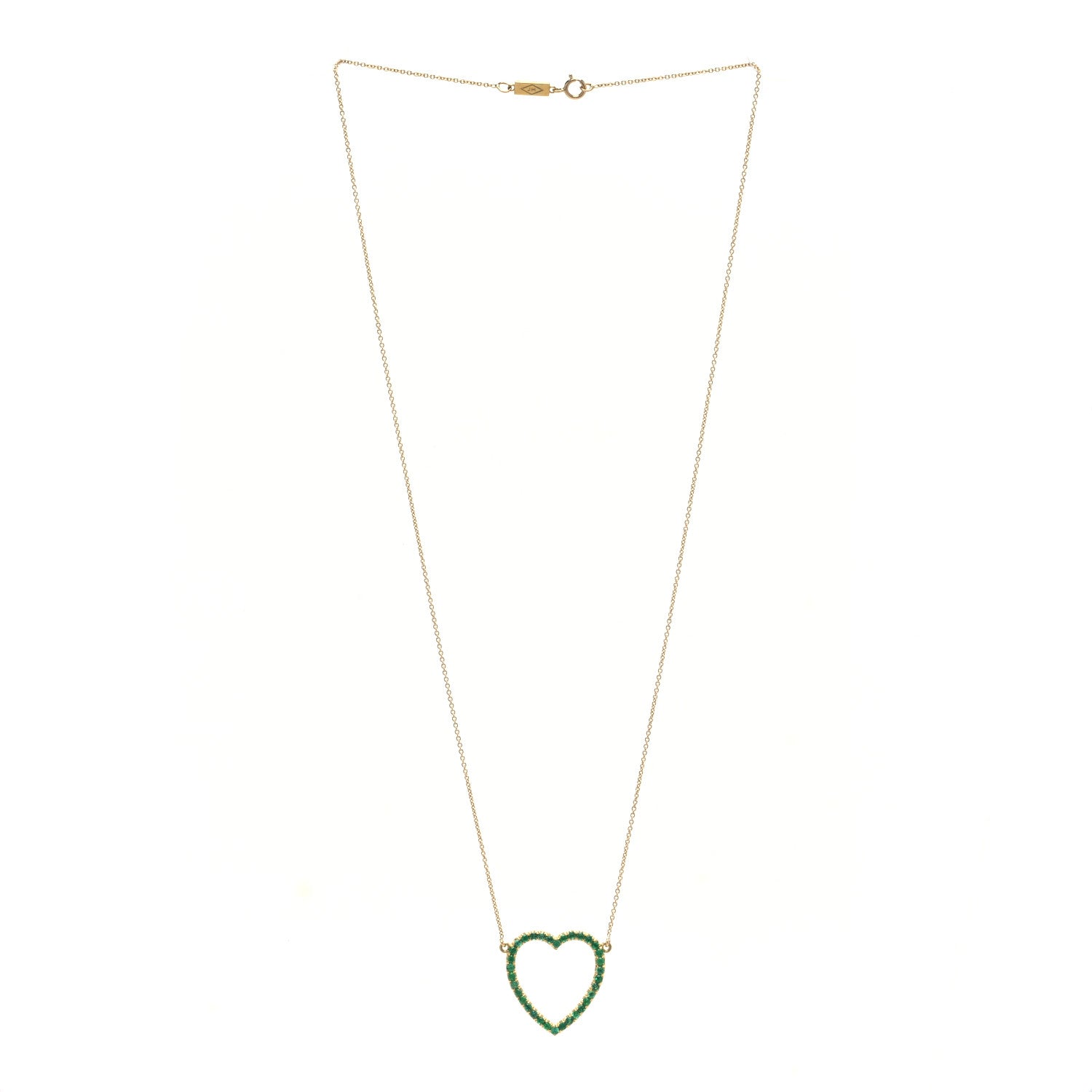 Jennifer Meyer 18K Yellow Gold Emerald Open Heart Pendant Necklace 3 of 7