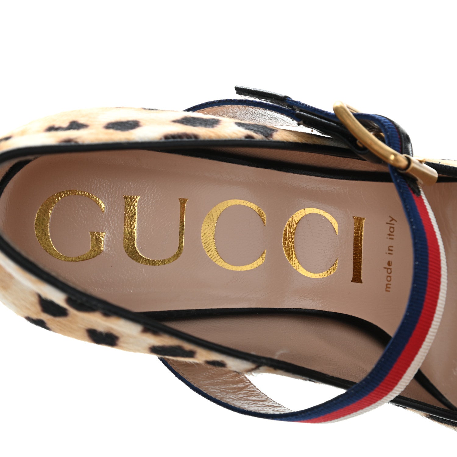 Gucci Calf Hair Leopard Print Sylvie High Heel Slingback Pumps 36.5 Naturale Black 7 of 12