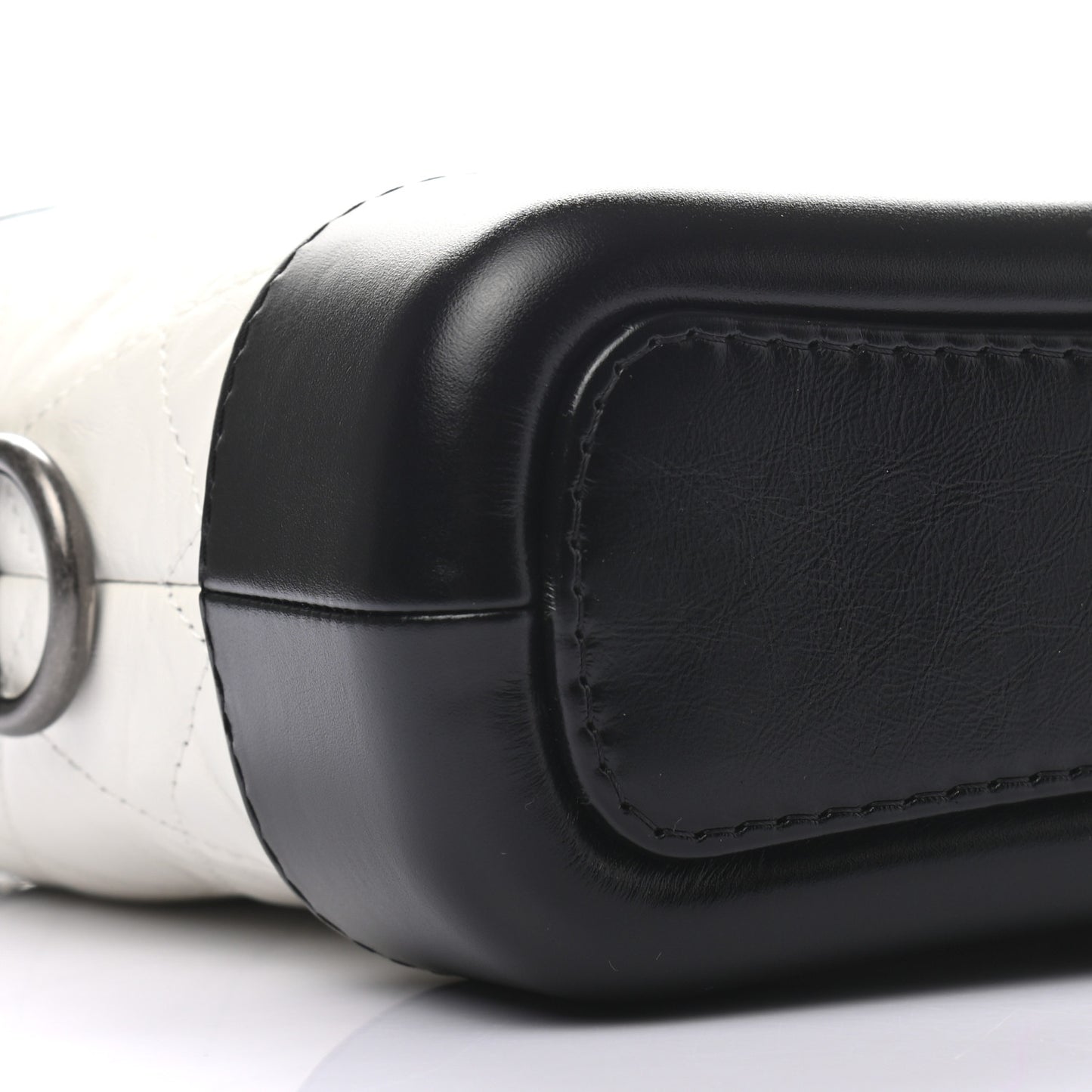 Aged Calfskin Quilted Small Gabrielle Hobo Black White