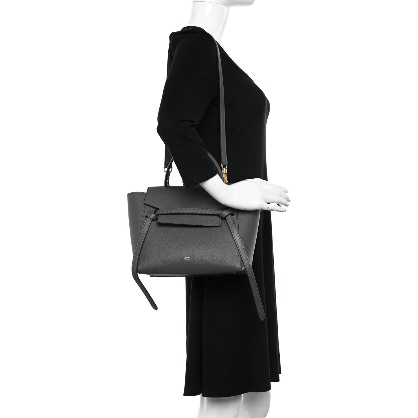 Grained Calfskin Micro Belt Bag Grey
