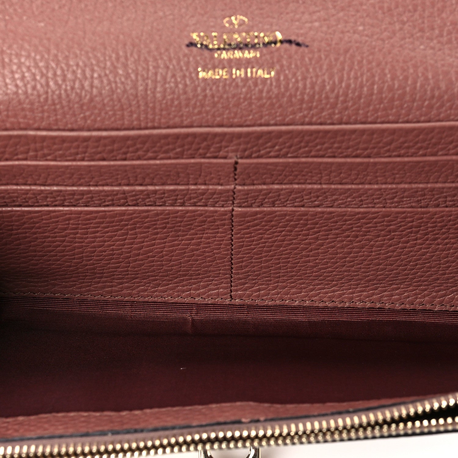 Valentino Garavani Pebbled Calfskin Rockstud Flip Lock Wallet On Chain English Rose 4 of 8