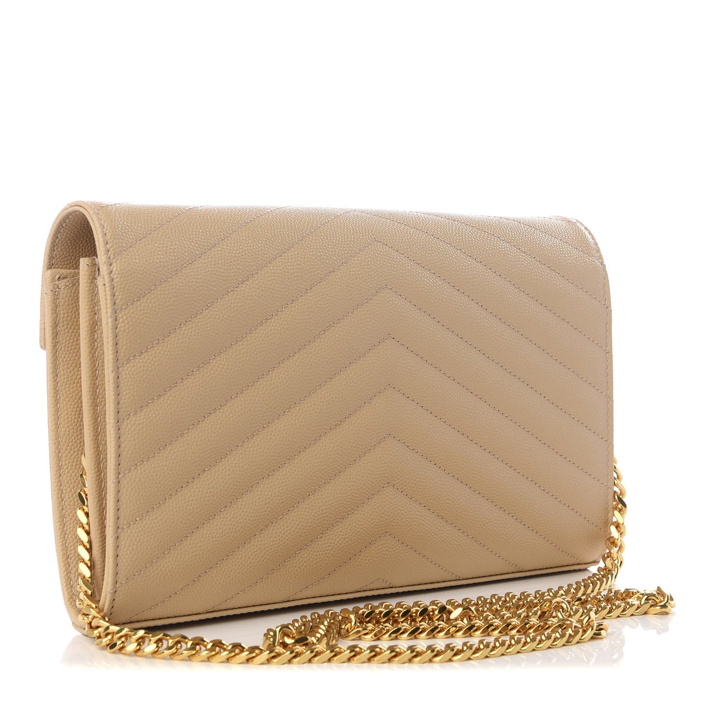 Grain De Poudre Matelasse Chevron Monogram Chain Wallet Nude Powder