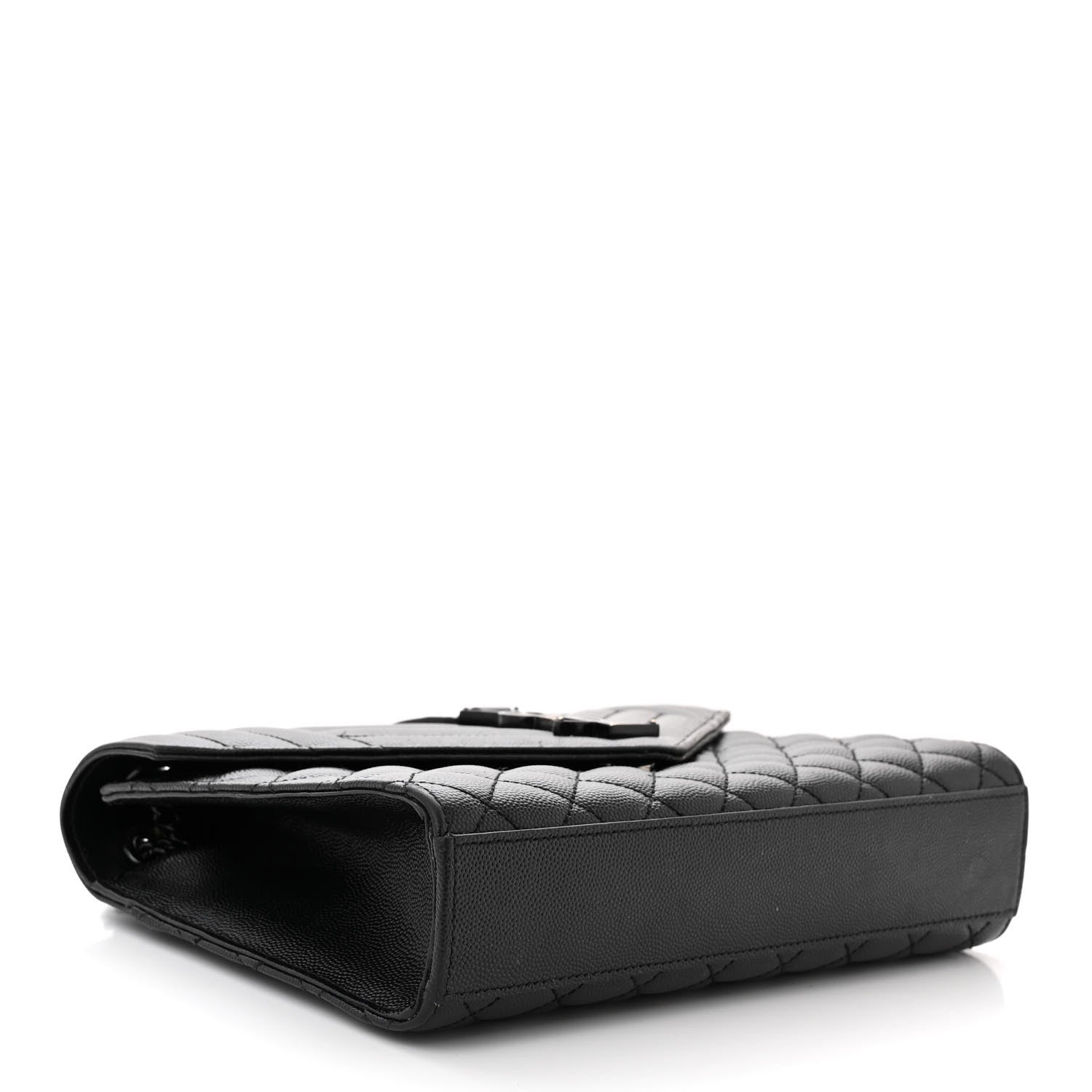 Saint Laurent Grain De Poudre Textured Mixed Matelasse Triquilt Medium Monogram Monochrome Satchel Black 4 of 12