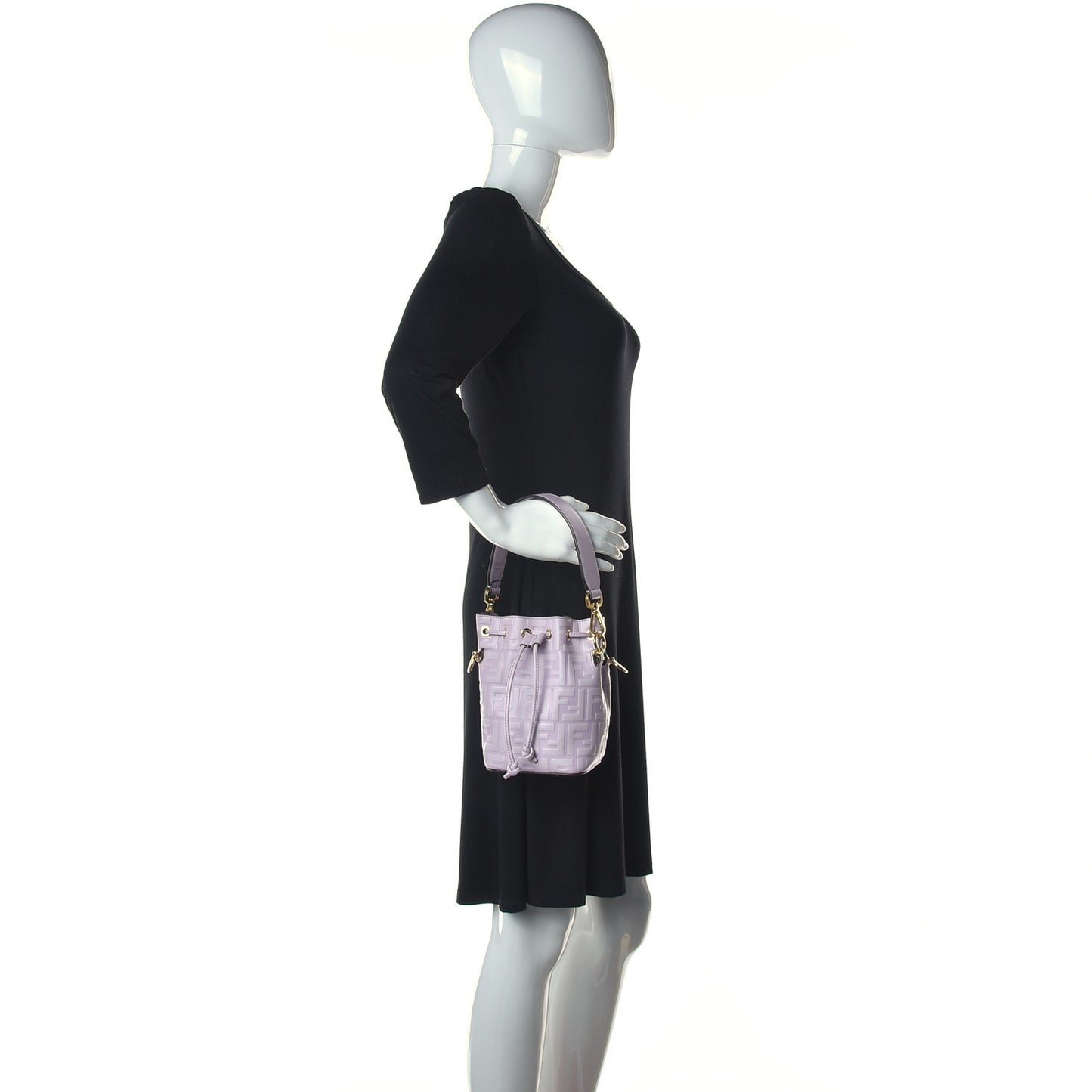 Vitello Termosport F is Fendi FF 1974 Embossed Mini Mon Tresor Bucket Bag Anemone
