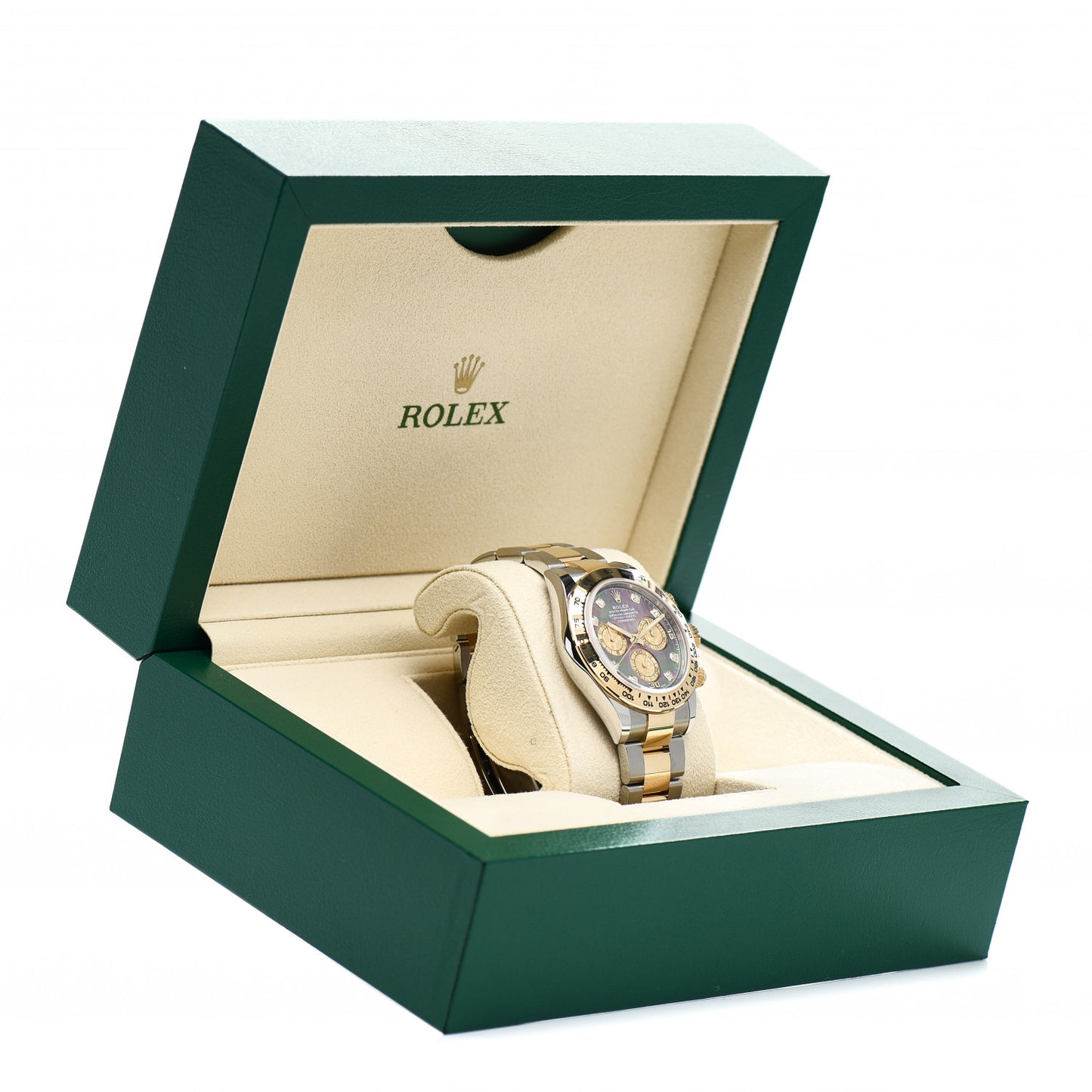 Stainless Steel 18K Yellow Gold Diamond Black Mother of Pearl 40mm Oyster Perpetual Cosmograph Daytona Watch 116503