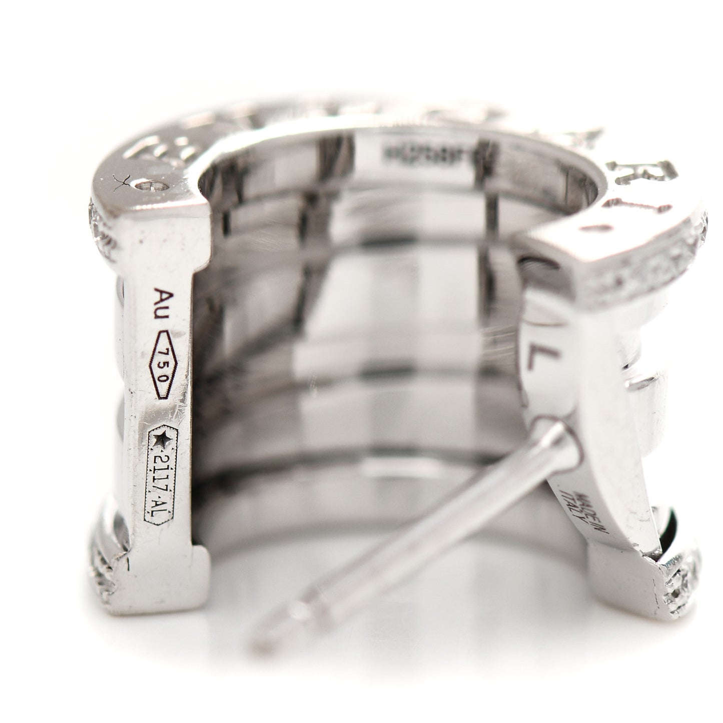 18K White Gold Diamond B.Zero1 Hoop Earrings