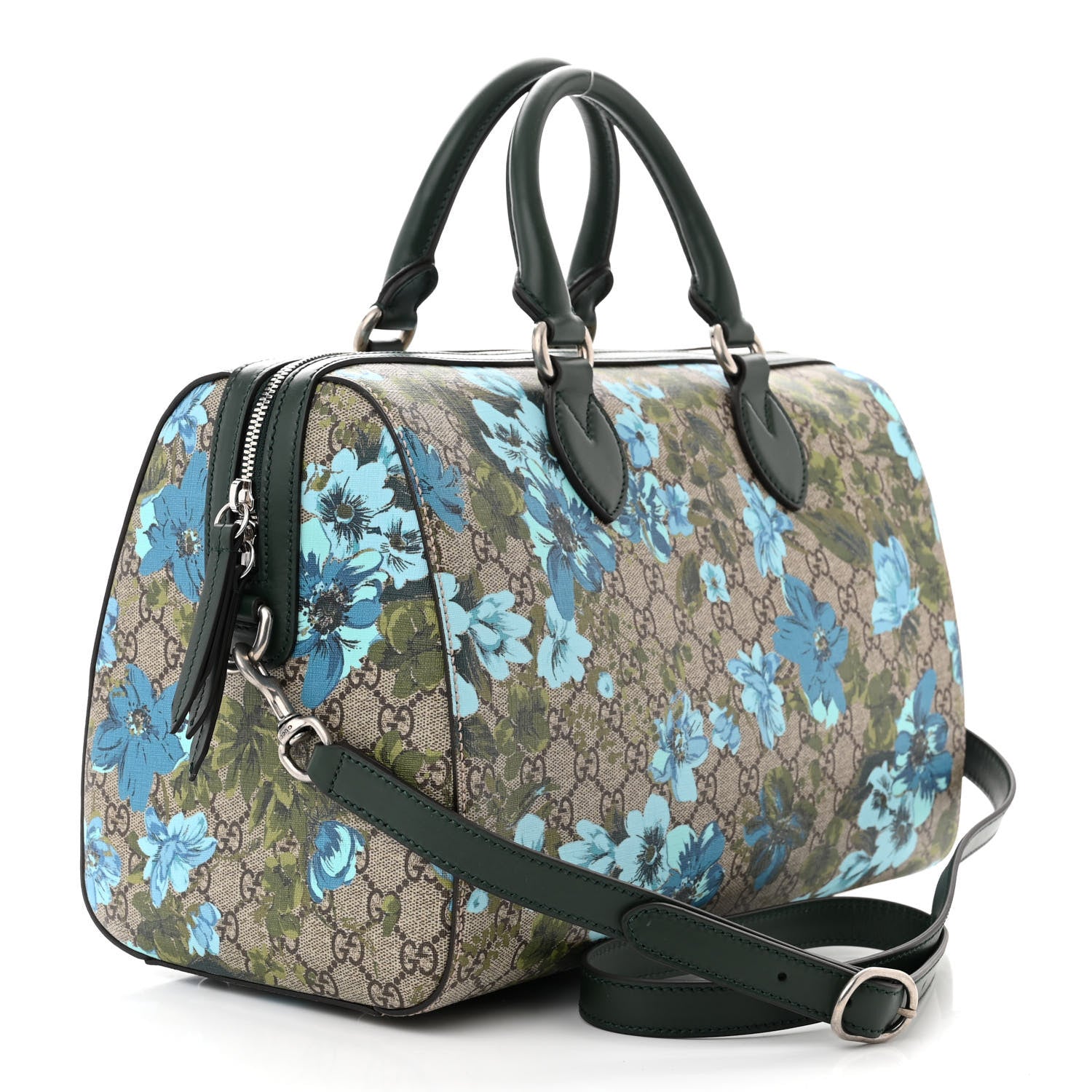 Gucci GG Supreme Monogram Bloom Butterfly Embroidered Medium Boston Green 3 of 10
