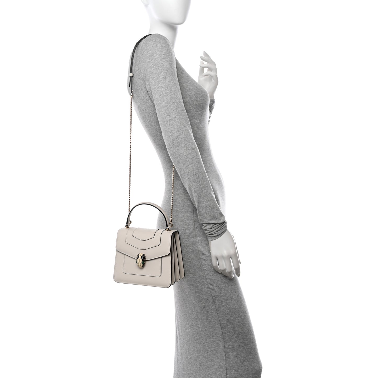 Calfskin Serpenti Forever Top Handle White