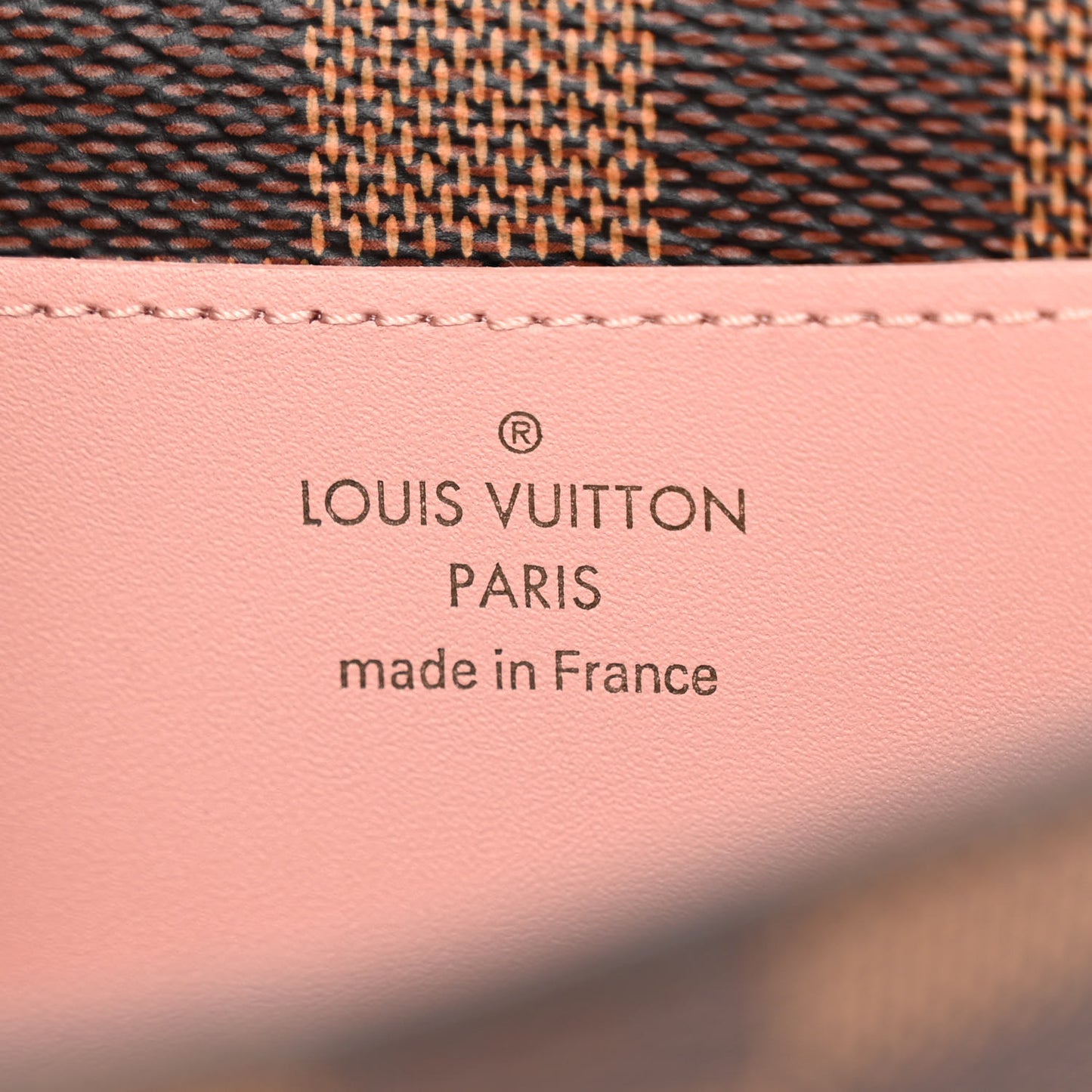 LOUIS VUITTON Damier Ebene Croisette Chain Wallet Rose Ballerine