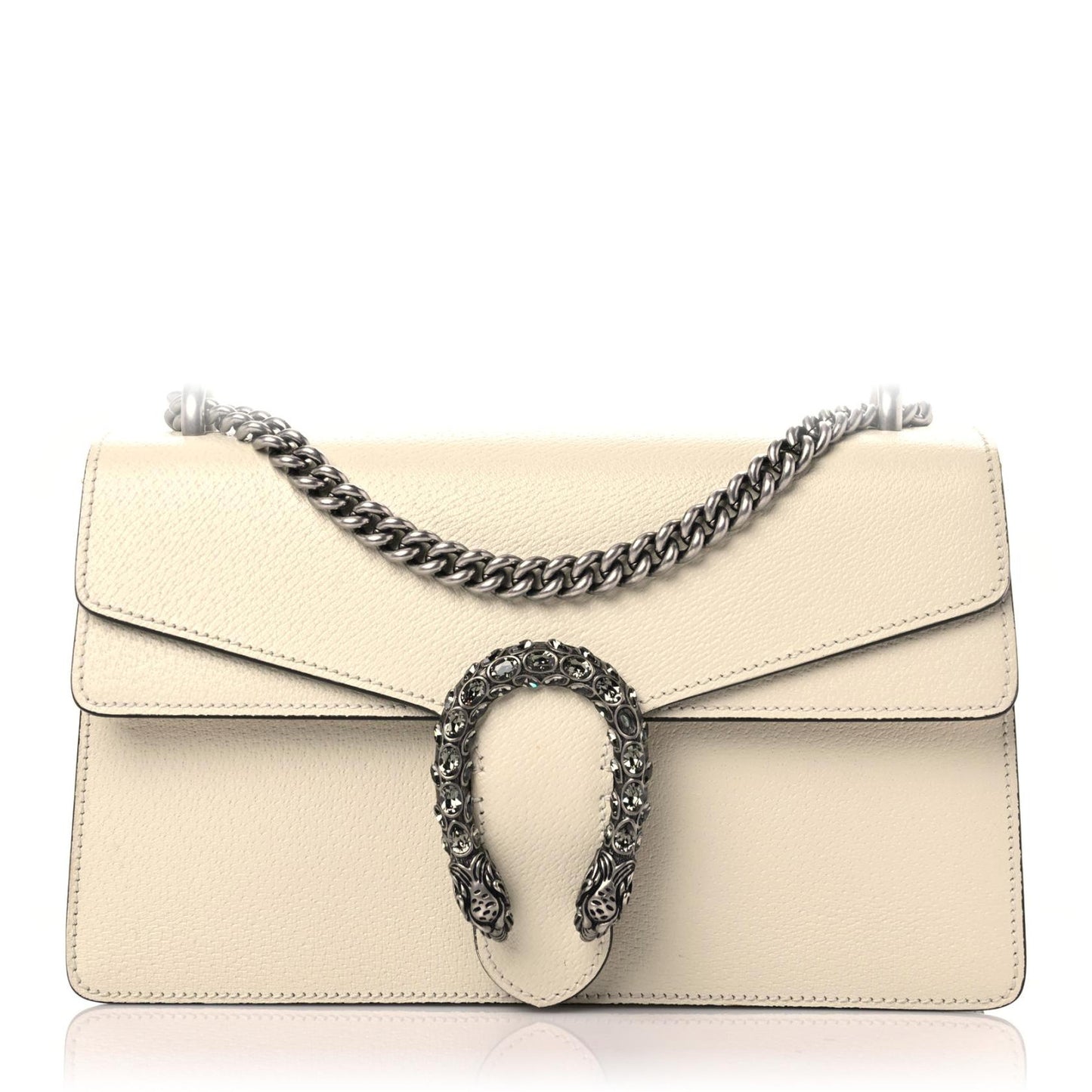 Textured Calfskin Crystal Small Dionysus Shoulder Bag Mystic White