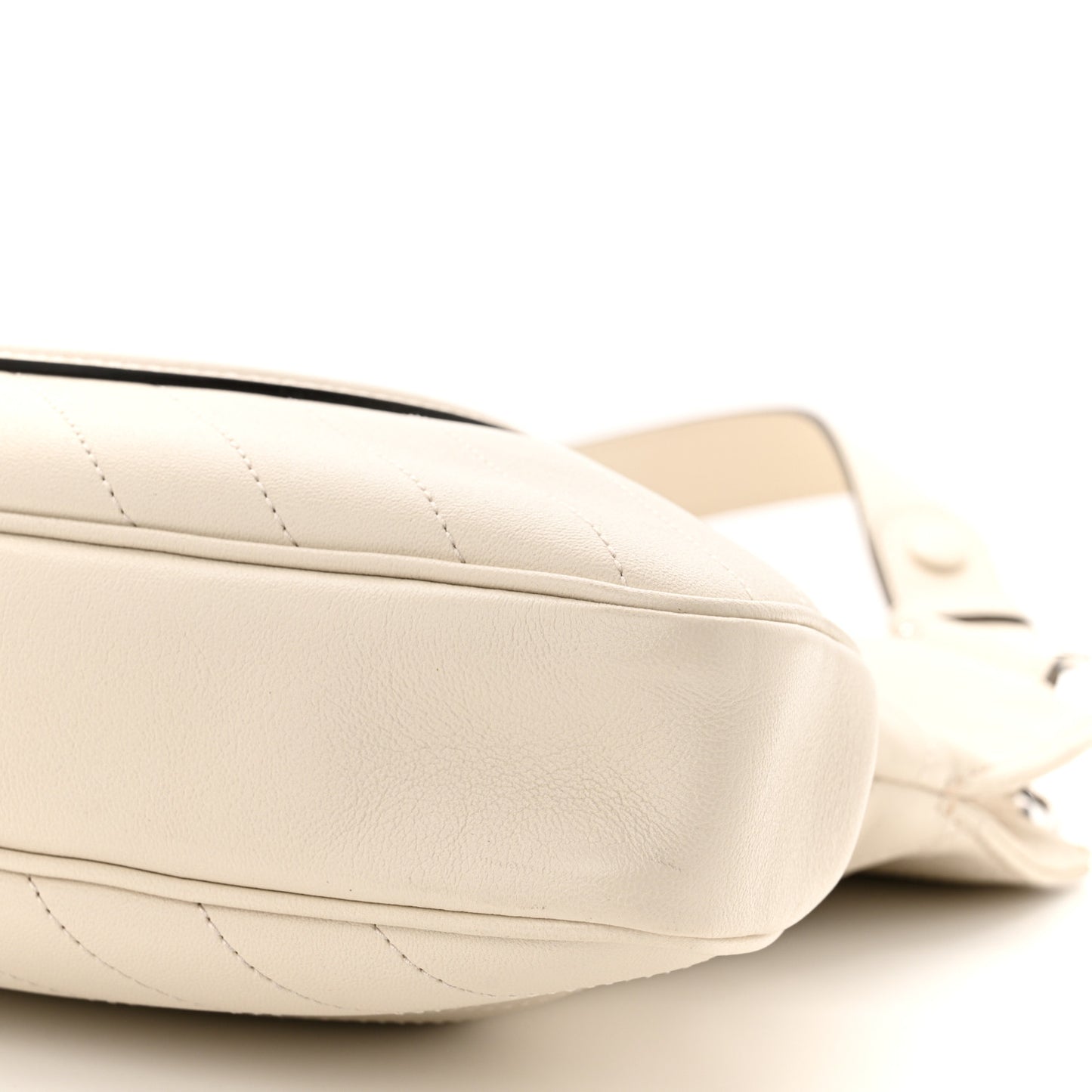 Sakai Be Green Calfskin Diagonal Stitched Small Blondie Tote Mystic White