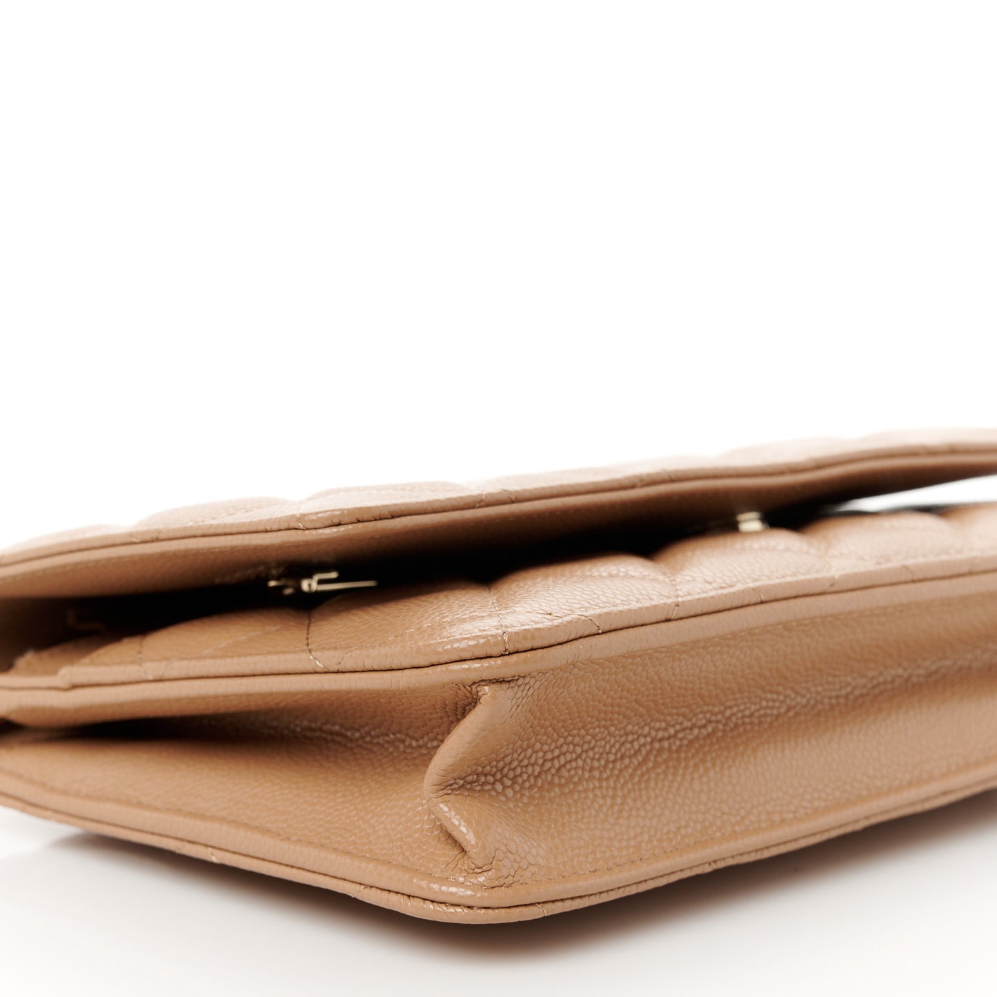 Caviar Quilted Wallet on Chain WOC Dark Beige