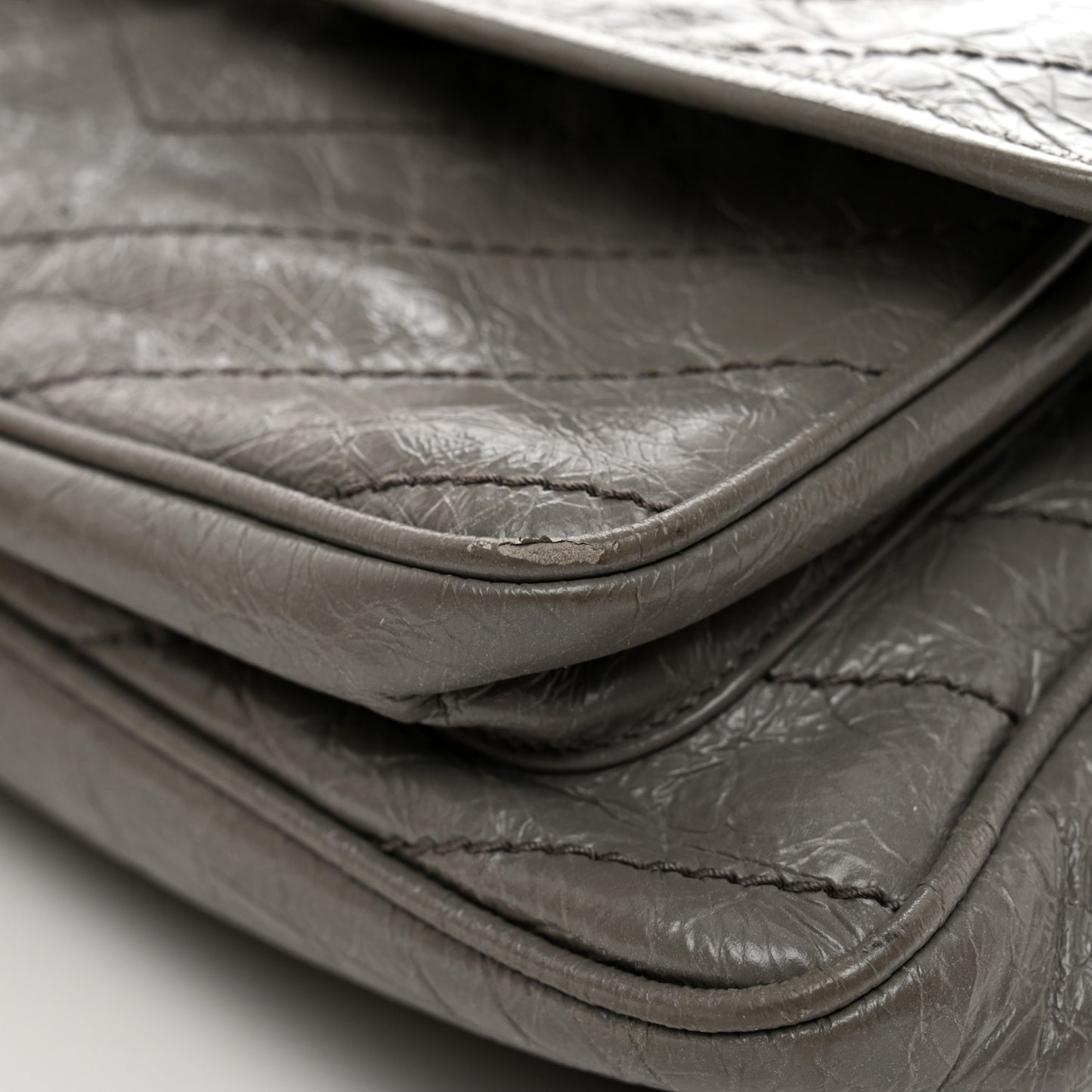 Crinkled Calfskin Matelasse Monogram Medium Niki Chain Satchel Fog