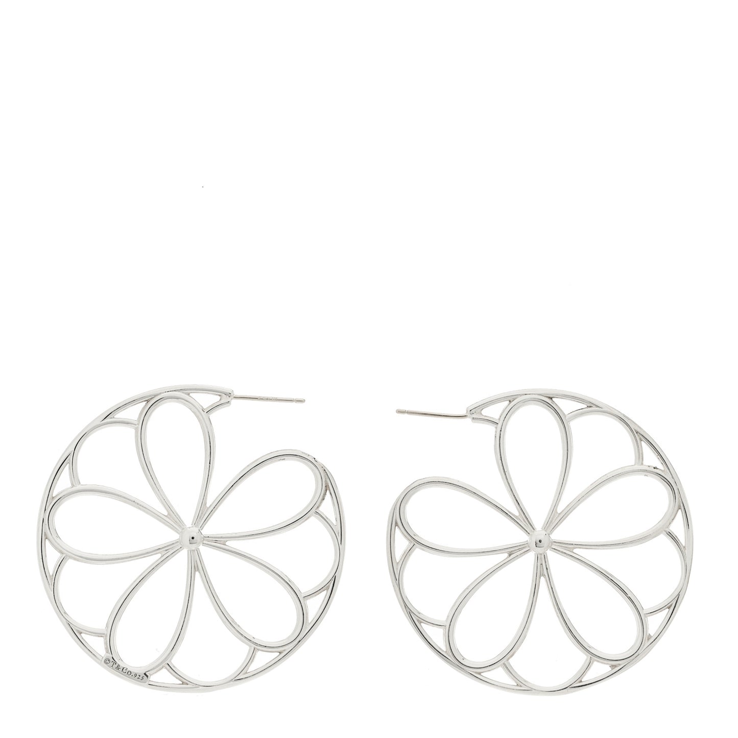 Sterling Silver Daisy Hoop Earrings