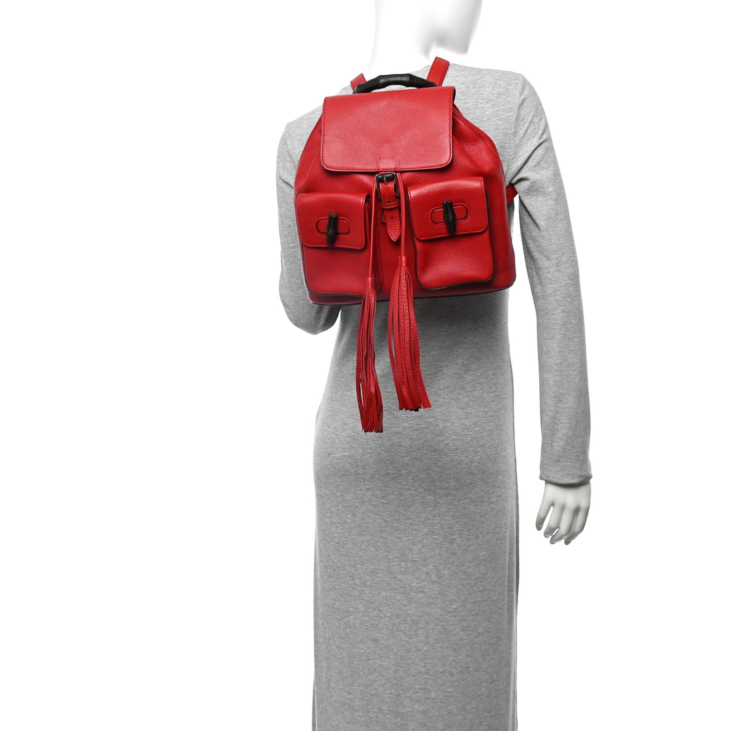 Cellarius Calfskin Medium Bamboo Backpack Hibiscus Red