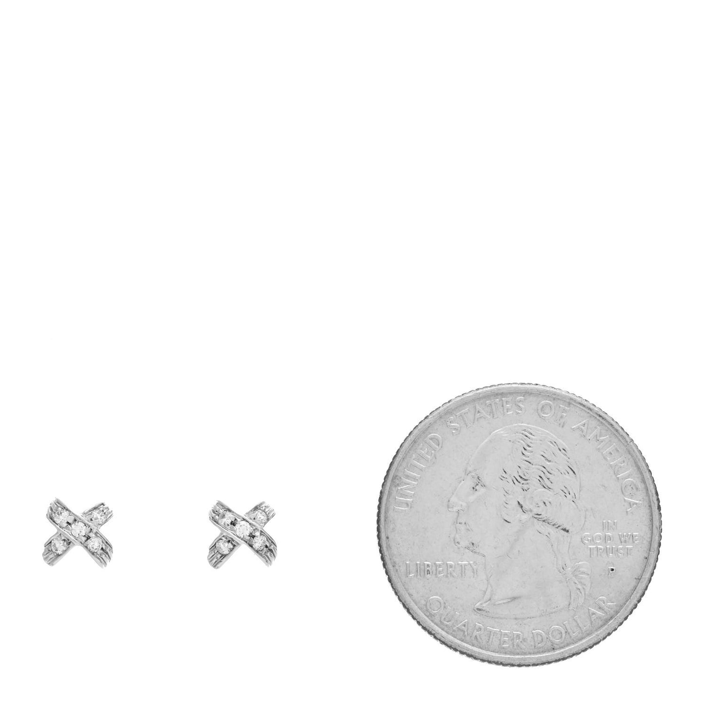 18K White Gold Diamond X Stud Earrings