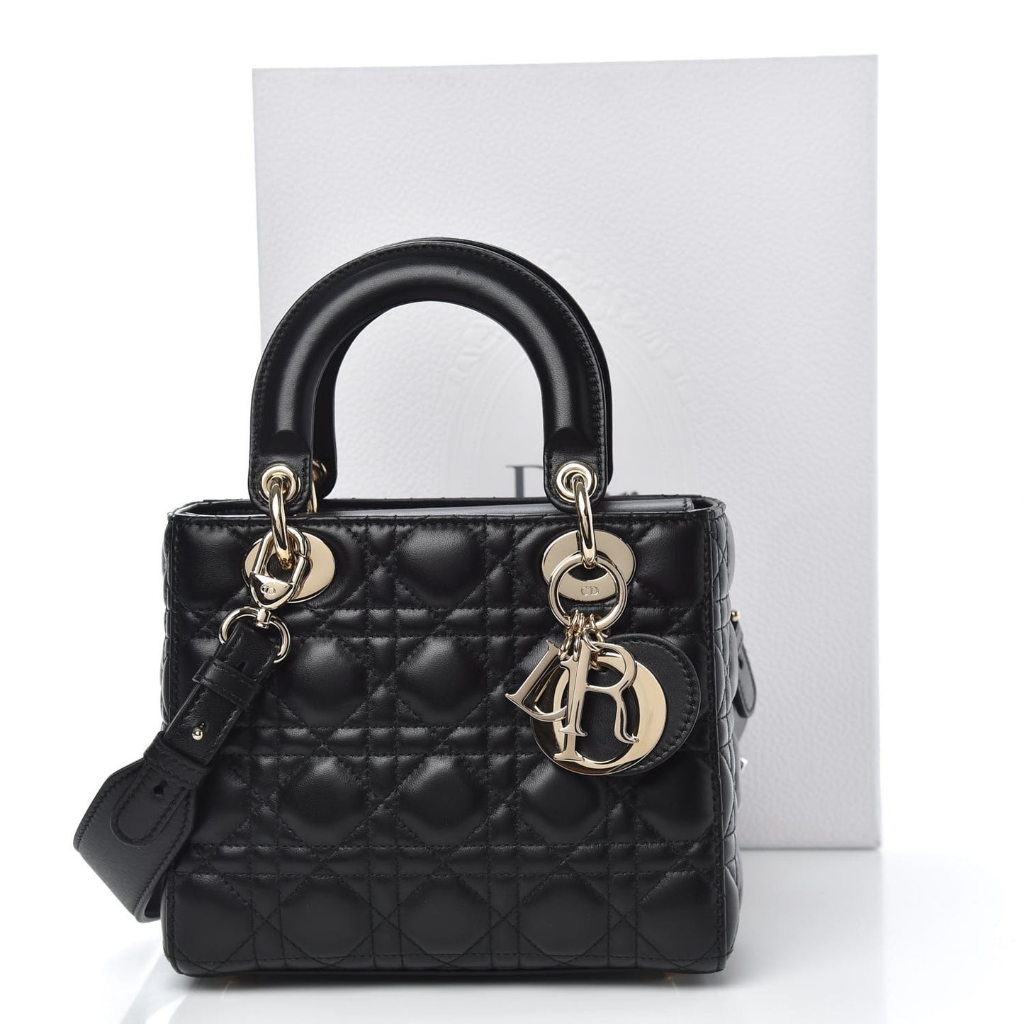 Lambskin Cannage Small Lucky Badges My Lady Dior Black