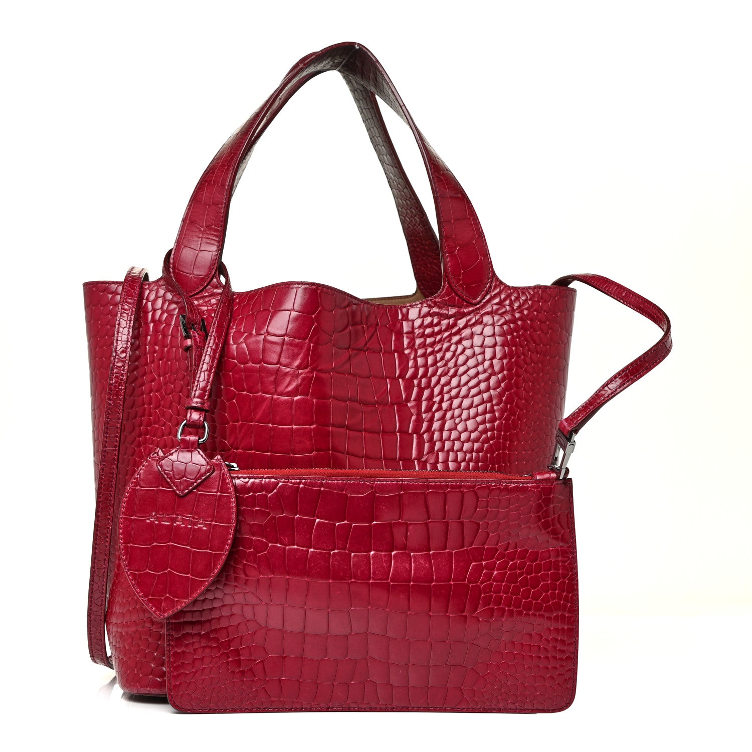 Alaia Calfskin Crocodile Embossed Bag Fuchsia 1 of 15