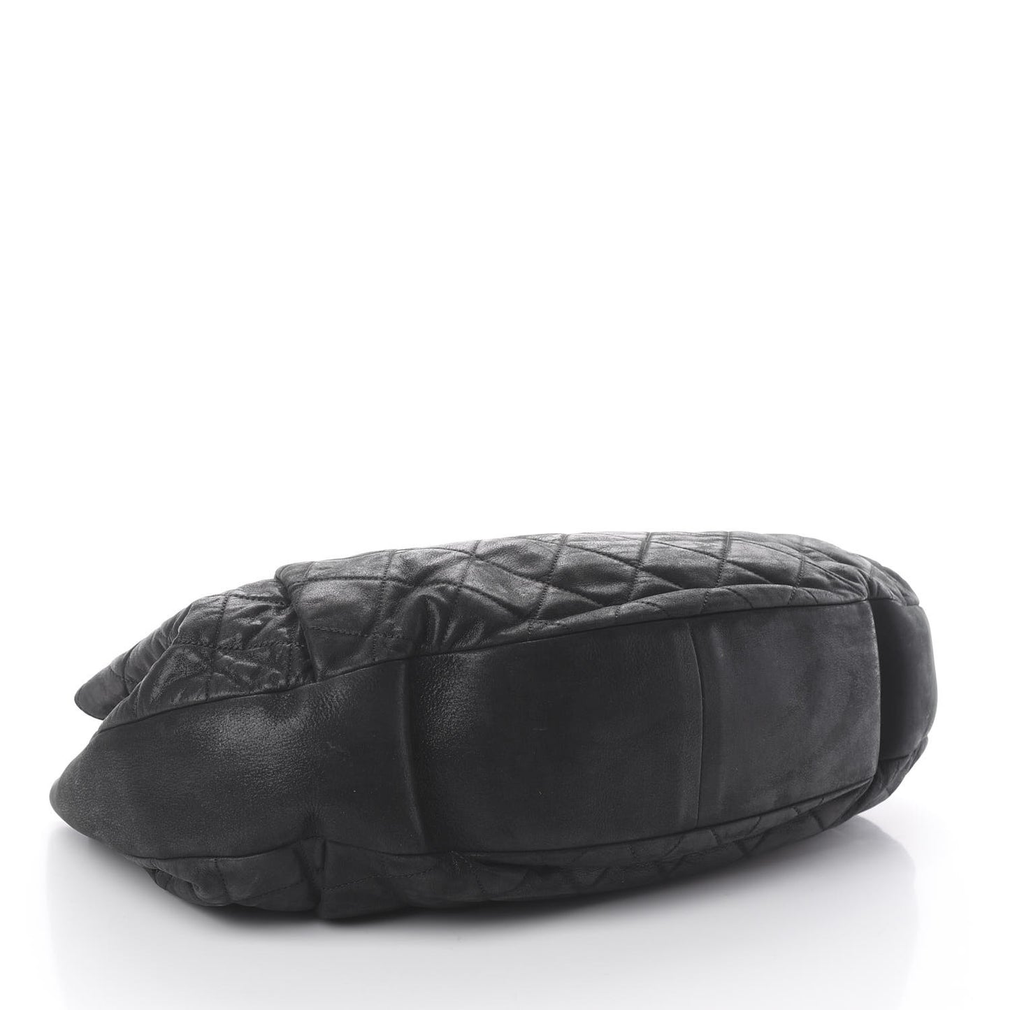 Iridescent Calfskin Chic Quilt Accordion Flap Bag Black